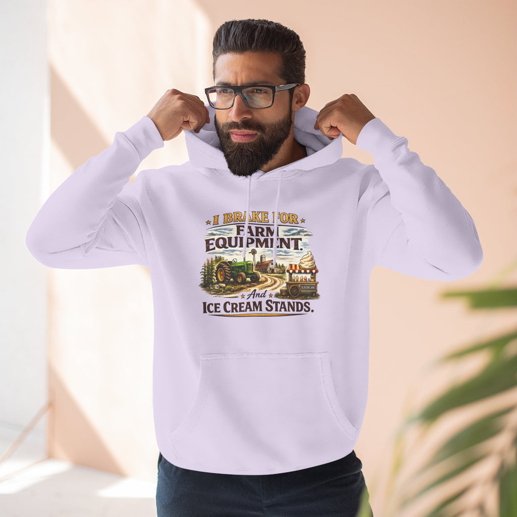 Farm Equipment & Ice Cream Stands Hoodie - Vintage Country Farming Graphic Hoodie