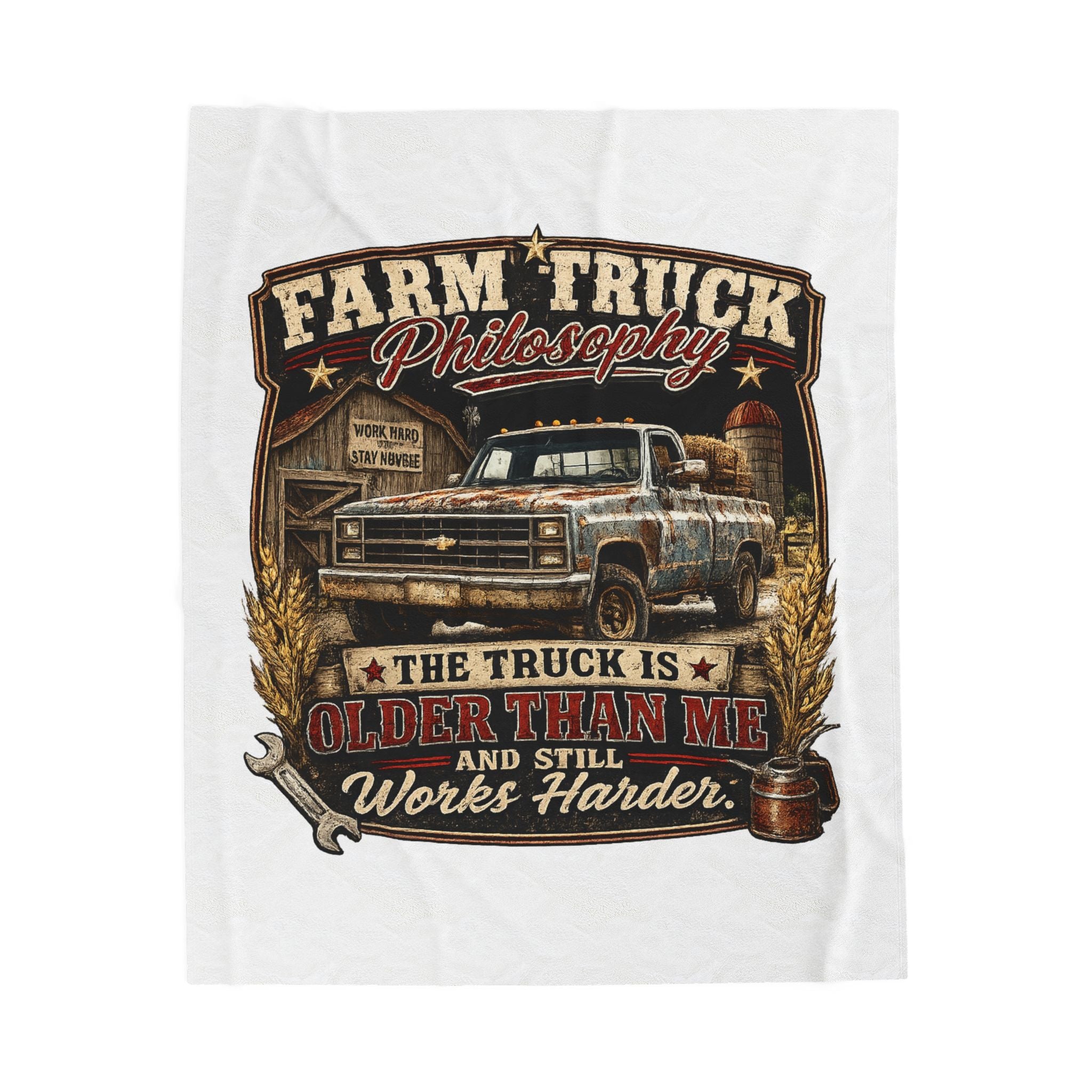 "The Truck Is Older Than Me and Still Works Harder" — Farm Truck Philosophy Velveteen Plush Blanket