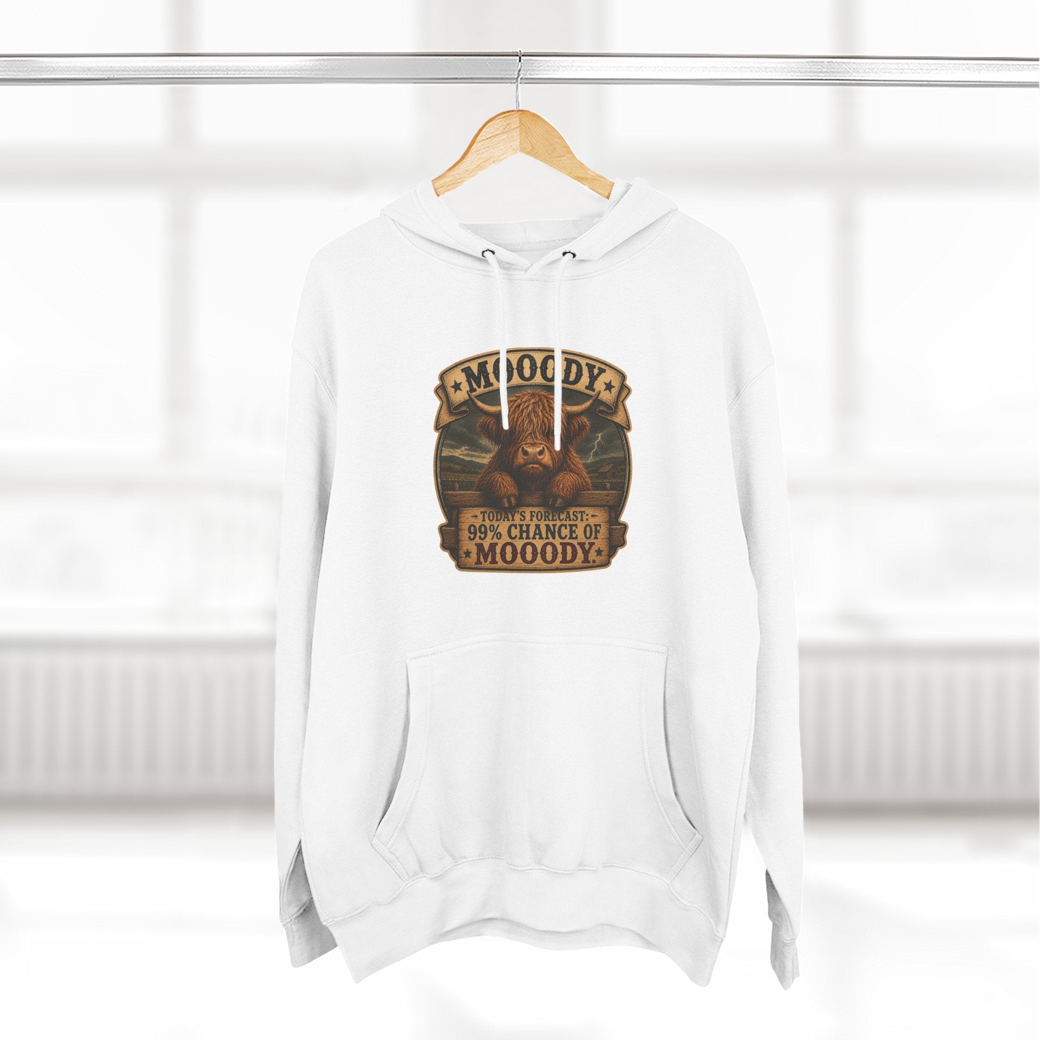 Moody Today's Forecast Highland Cow Three-Panel Fleece Hoodie