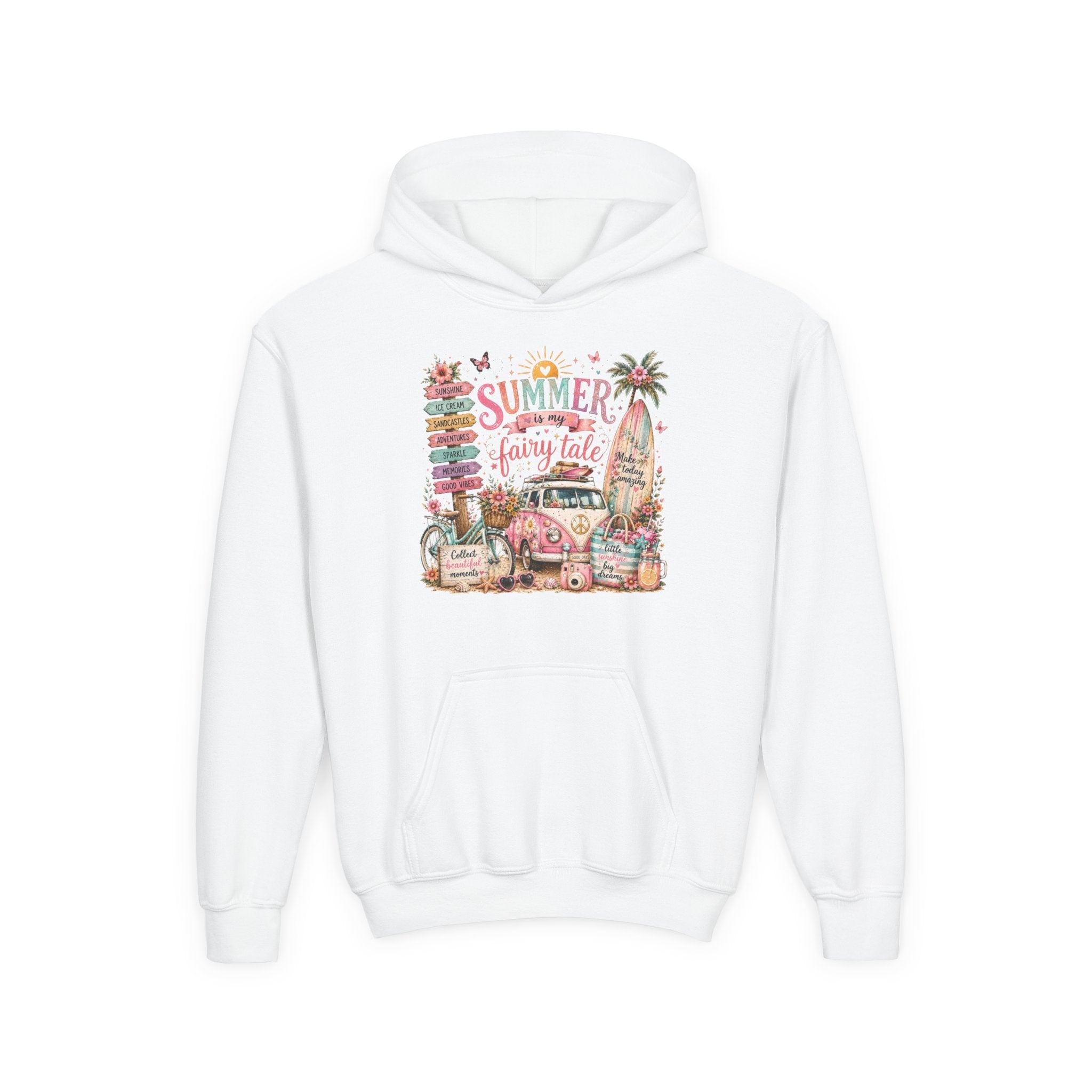 'Summer Fairy Tale' Retro Beach Camper Graphic – Youth Hoodie