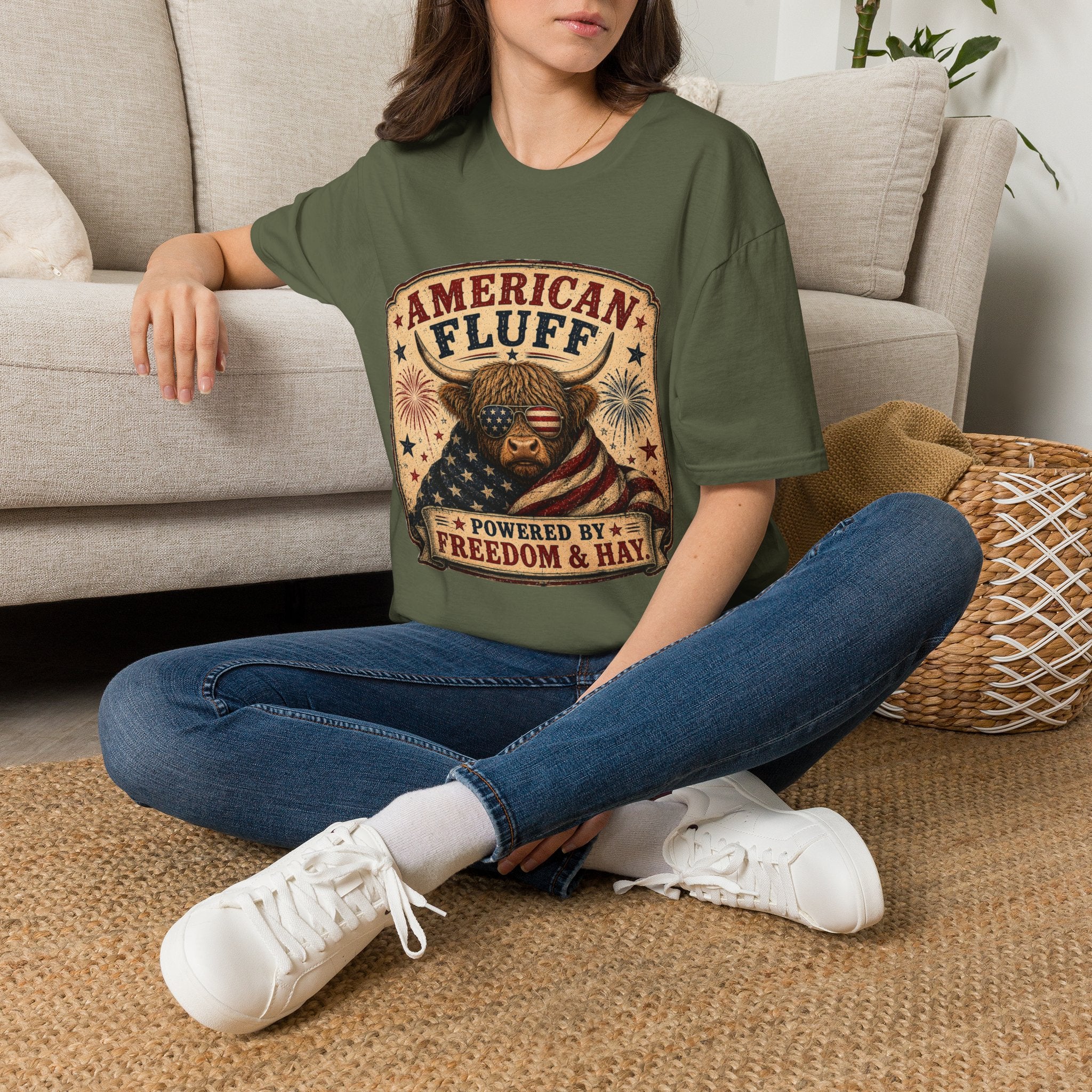 American Fluff Highland Cow Unisex Softstyle T-Shirt
