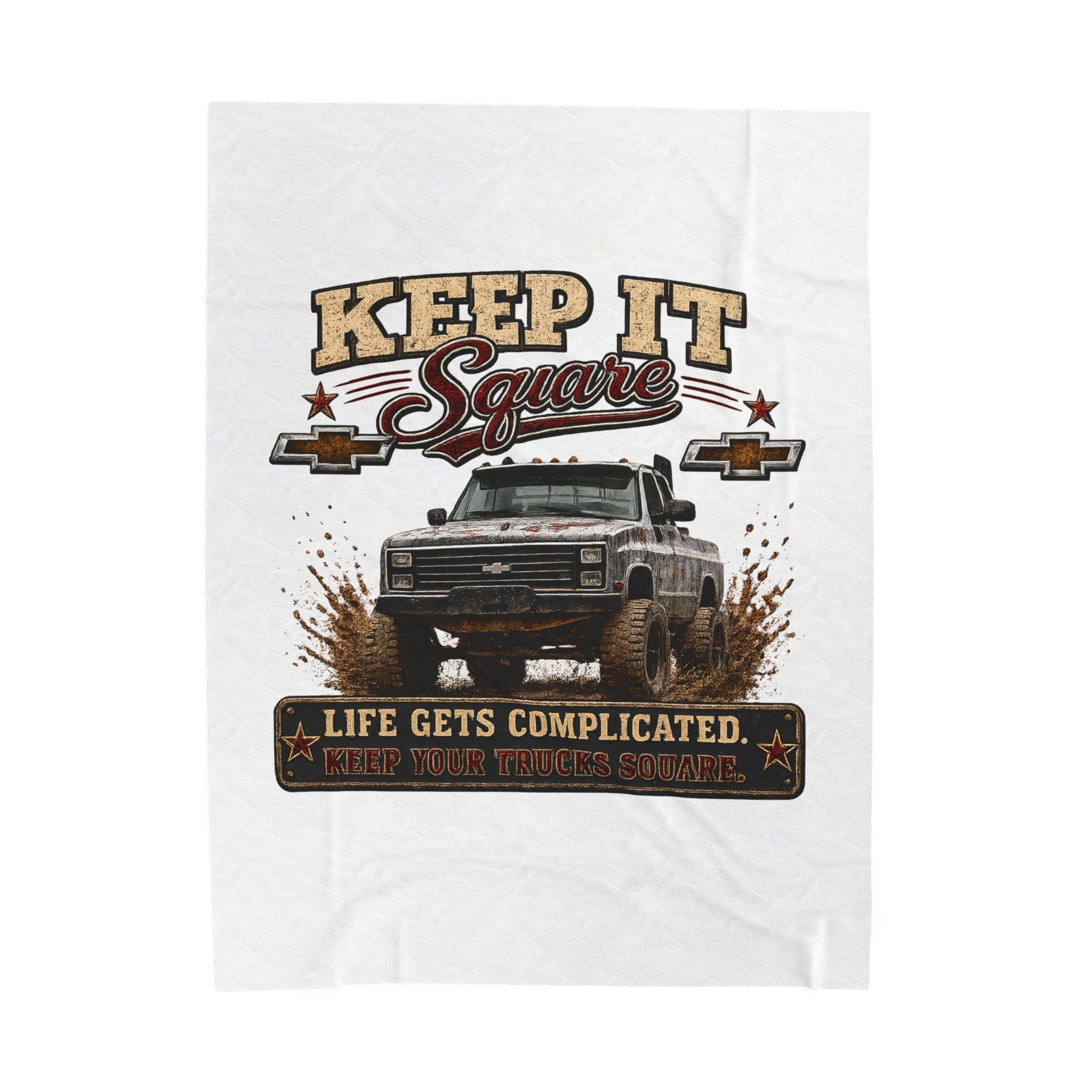 'Life Gets Complicated' Cozy Throw for Chevy Truck Fans — Keep It Square Truck Plush Blanket