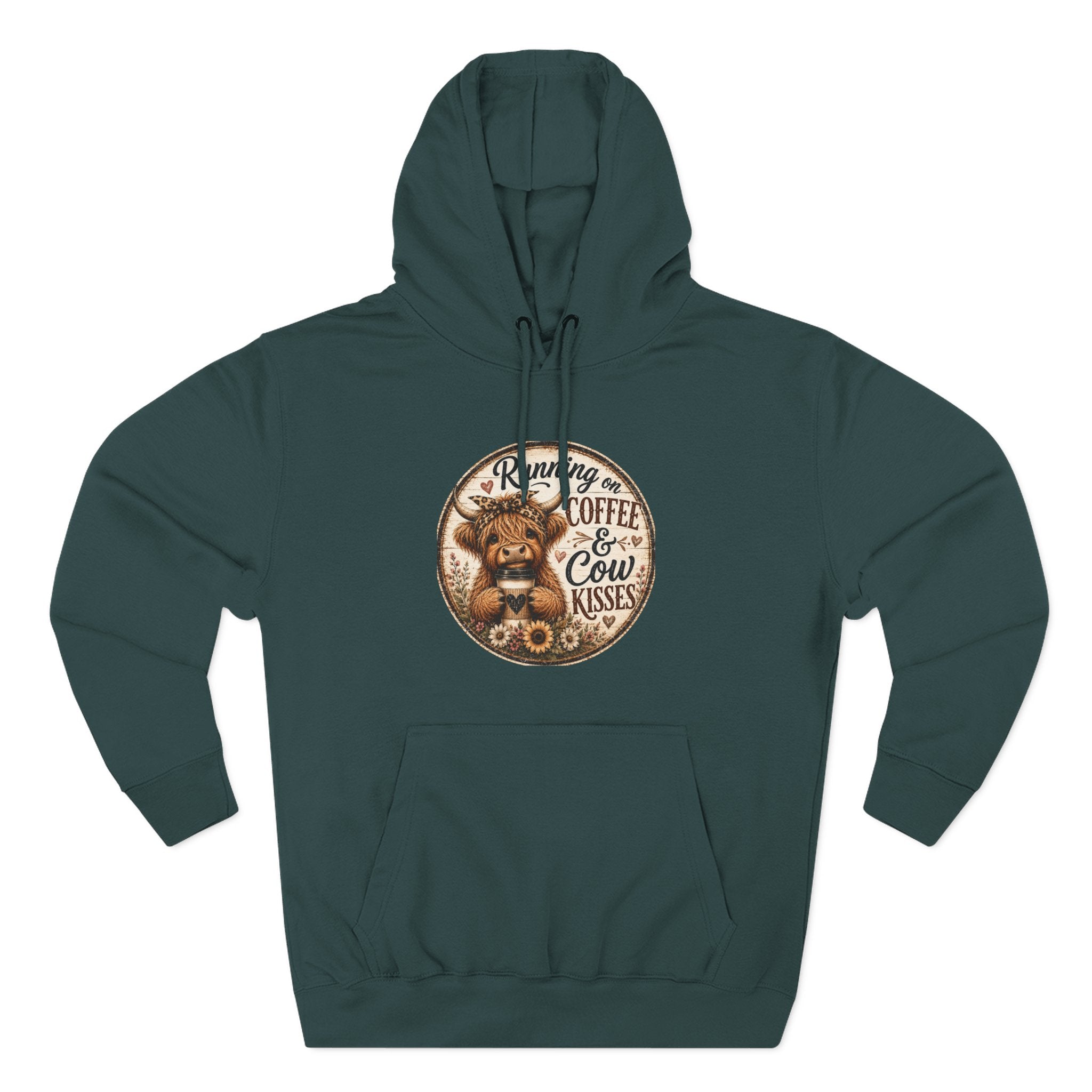 Running on Coffee & Cow Kisses Three-Panel Fleece Hoodie