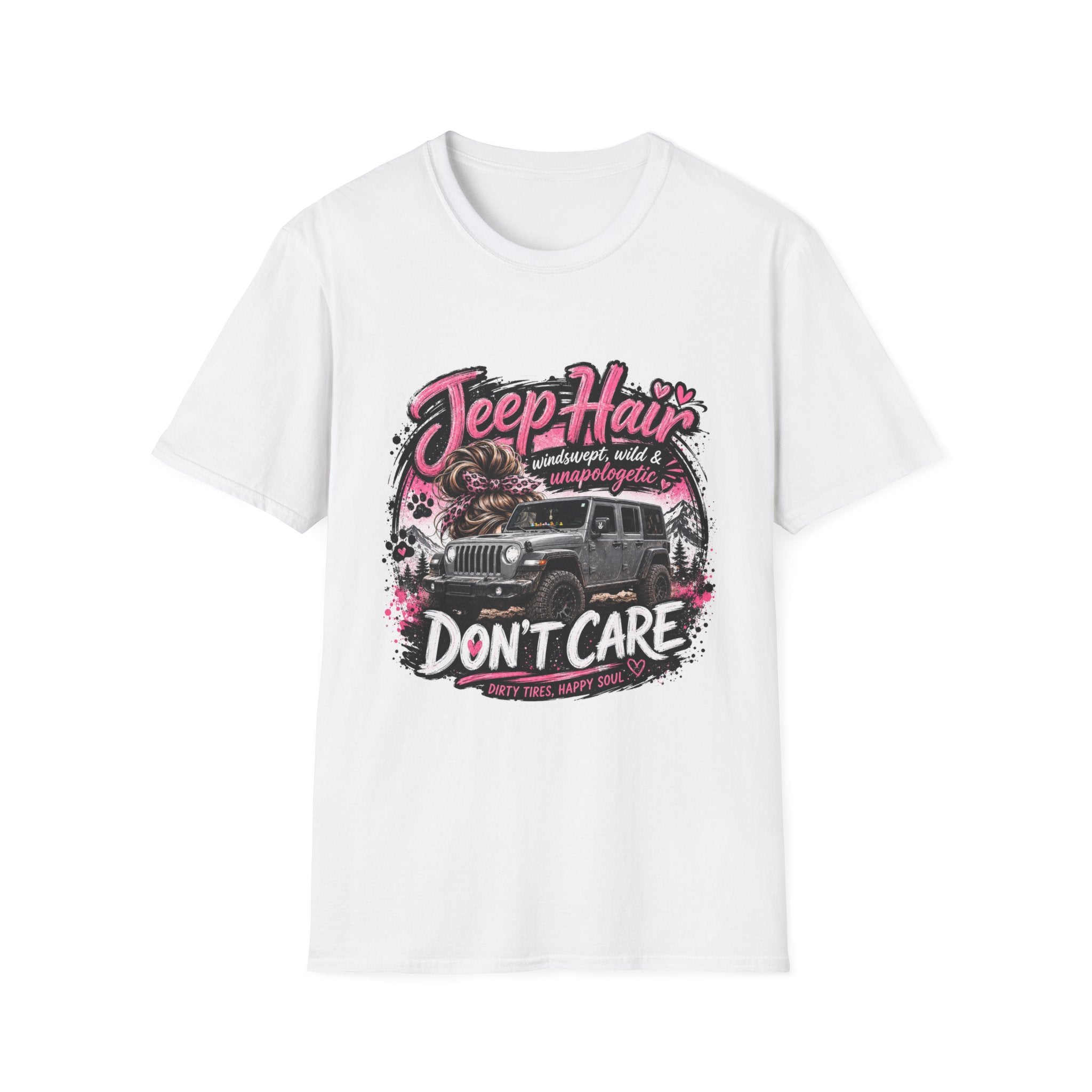 Jeep Hair Don't Care (Pink) Unisex Softstyle T-Shirt