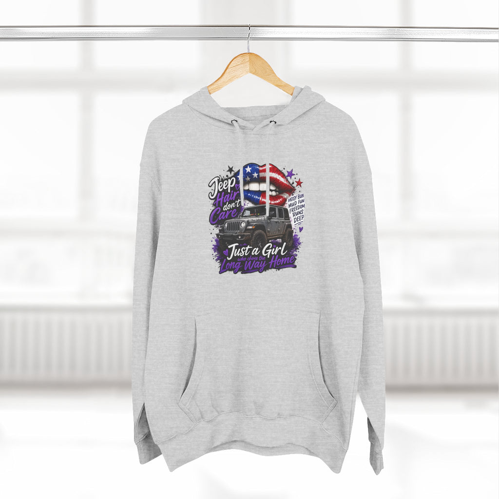Patriotic 'Jeep Ain't Just a Girl Thing' – Graphic Fleece Pullover Jeep Driver Hoodie