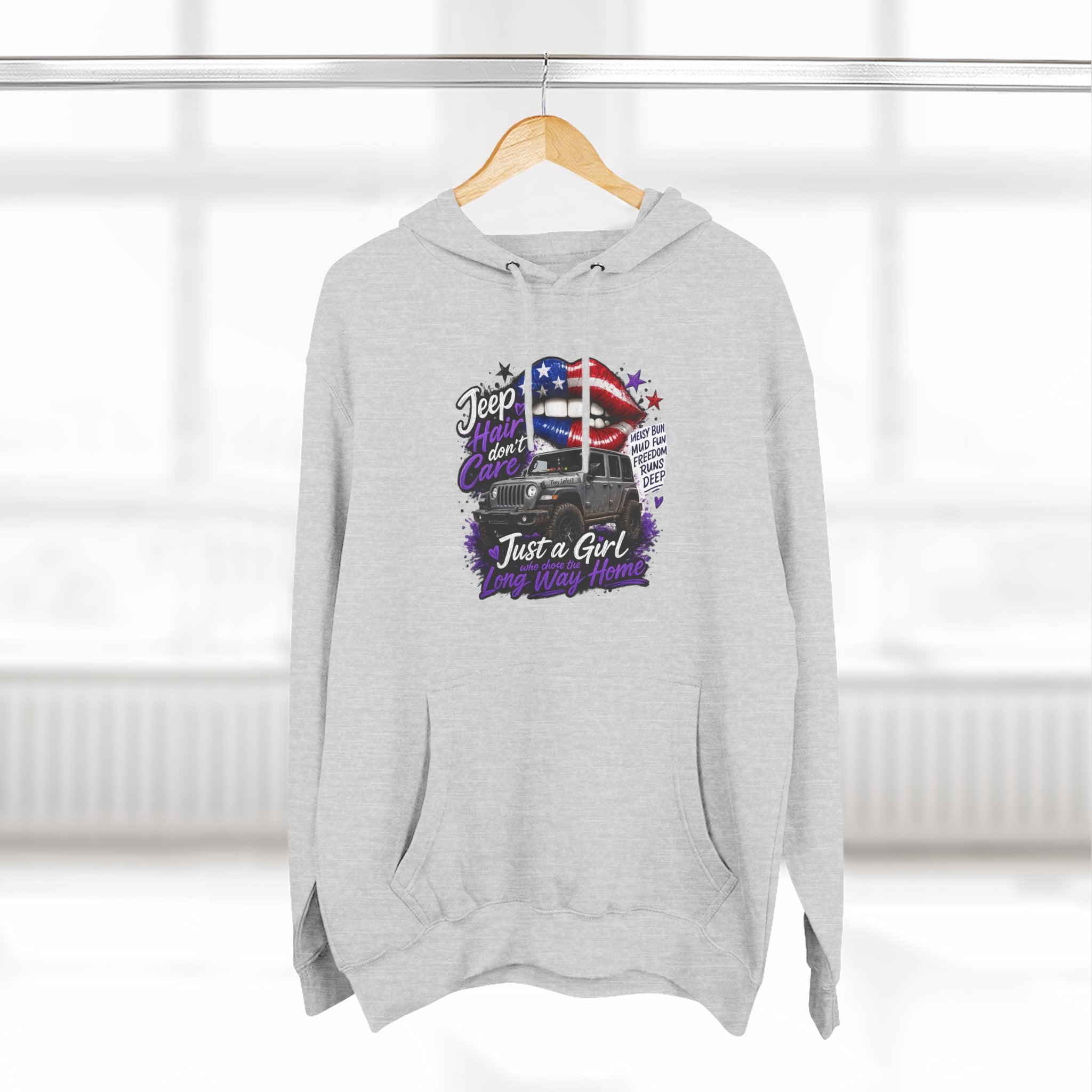 Patriotic 'Jeep Ain't Just a Girl Thing' – Graphic Fleece Pullover Jeep Driver Hoodie