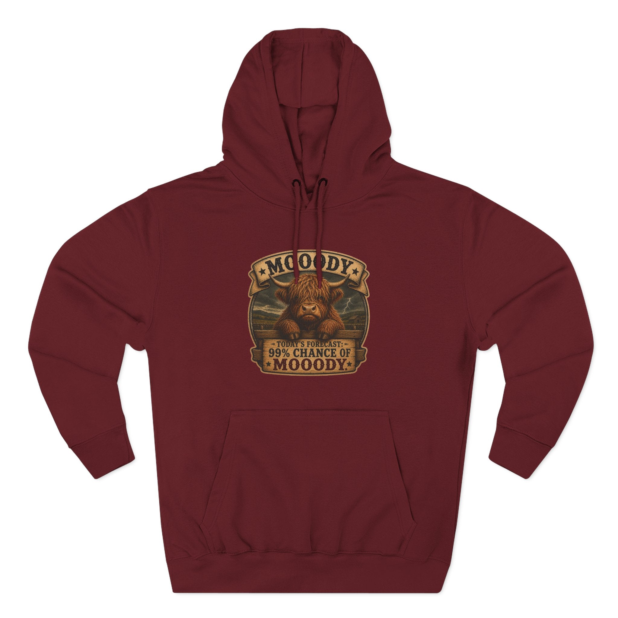 Moody Today's Forecast Highland Cow Three-Panel Fleece Hoodie