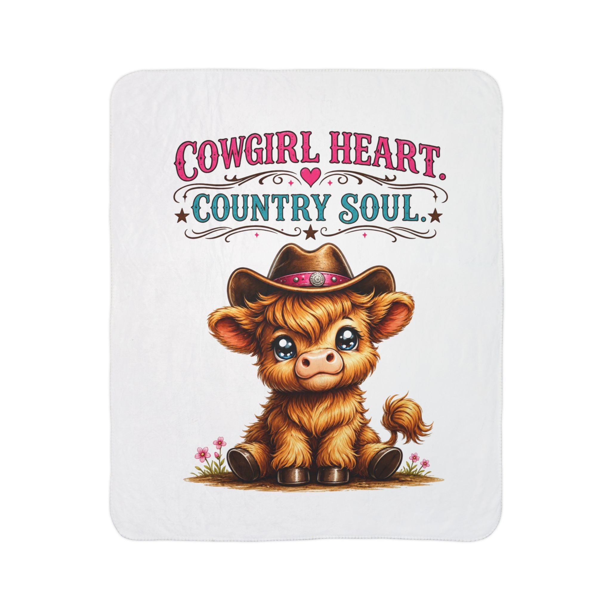 Country Girl Heart. Country Soul Highland Cow Fleece Sherpa Blanket