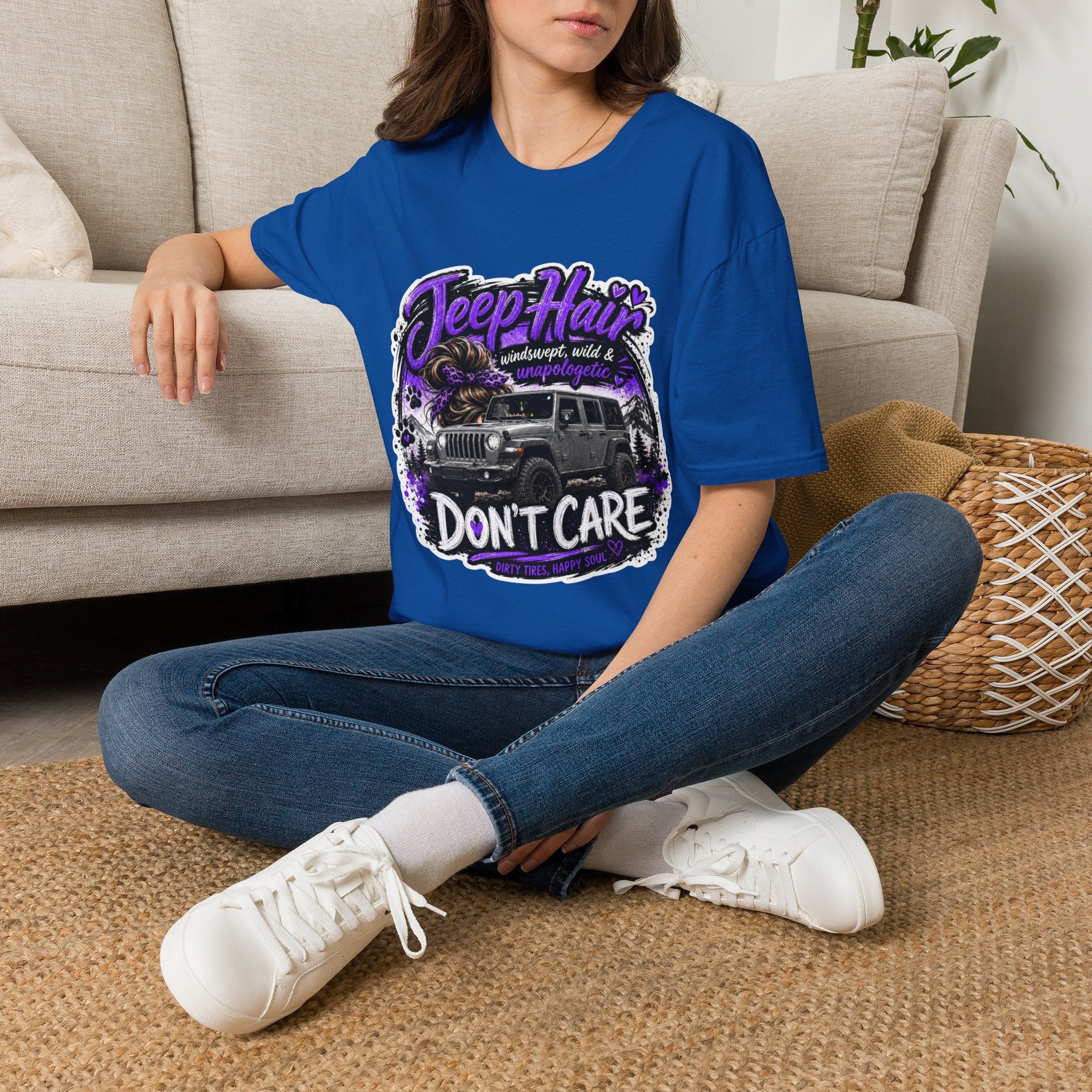 Jeep Hair Don't Care (Purple) Unisex Softstyle T-Shirt