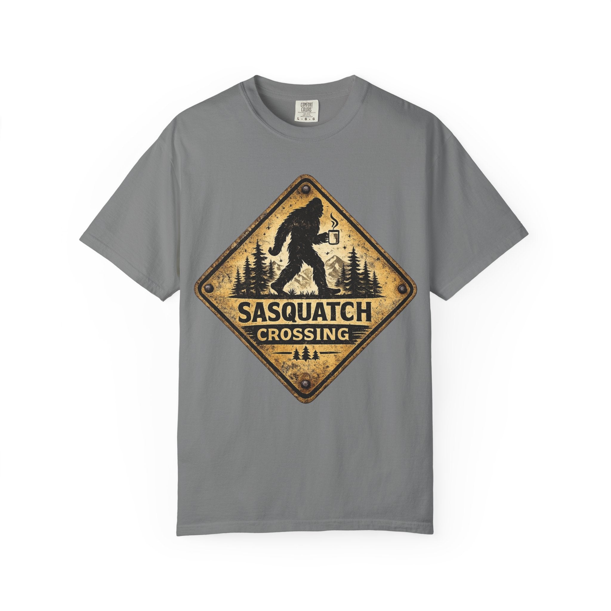 Sasquatch Crossing T-Shirt — Vintage Bigfoot Warning Sign Tee