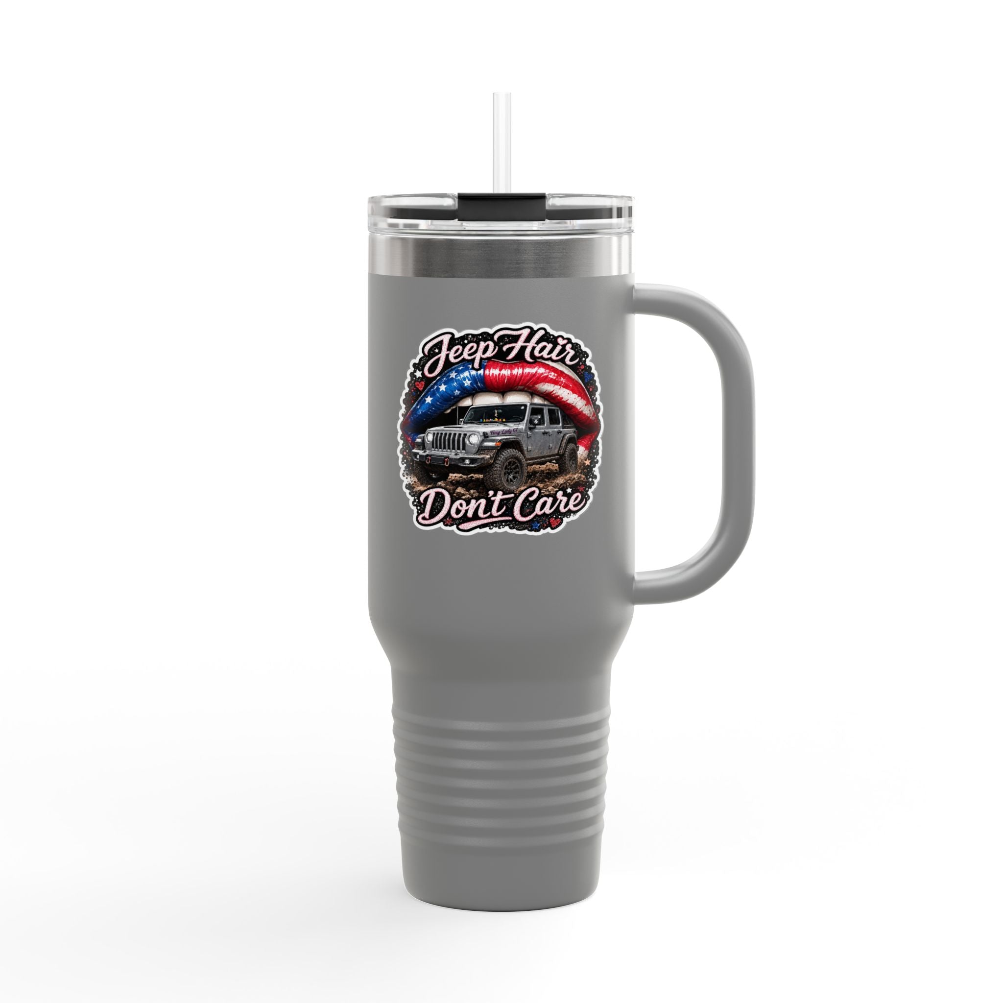 "Jeep Hair Don't Care" Patriotic Off‑Road Design — 40oz Insulated Travel Mug