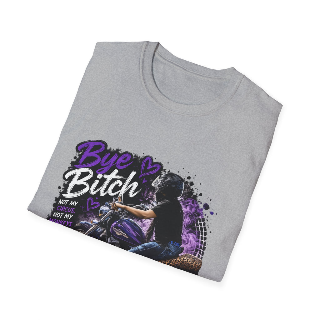 T‑Shirt "Bue Bitch" Purple Motorcycle Design – Biker Babe Graphic