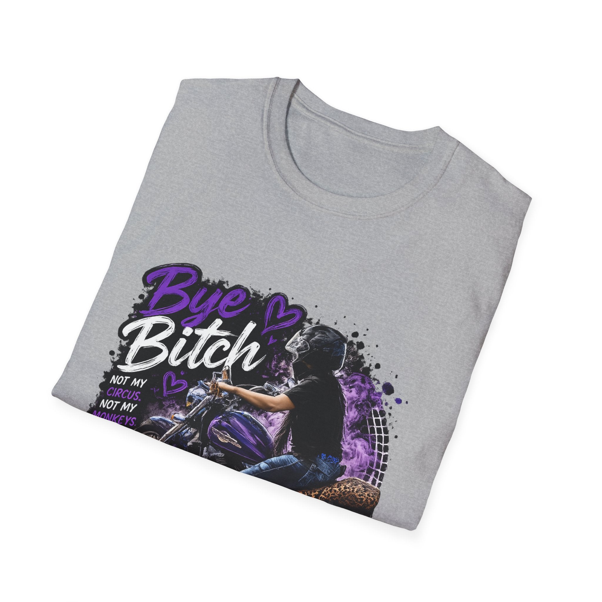 T‑Shirt "Bue Bitch" Purple Motorcycle Design – Biker Babe Graphic