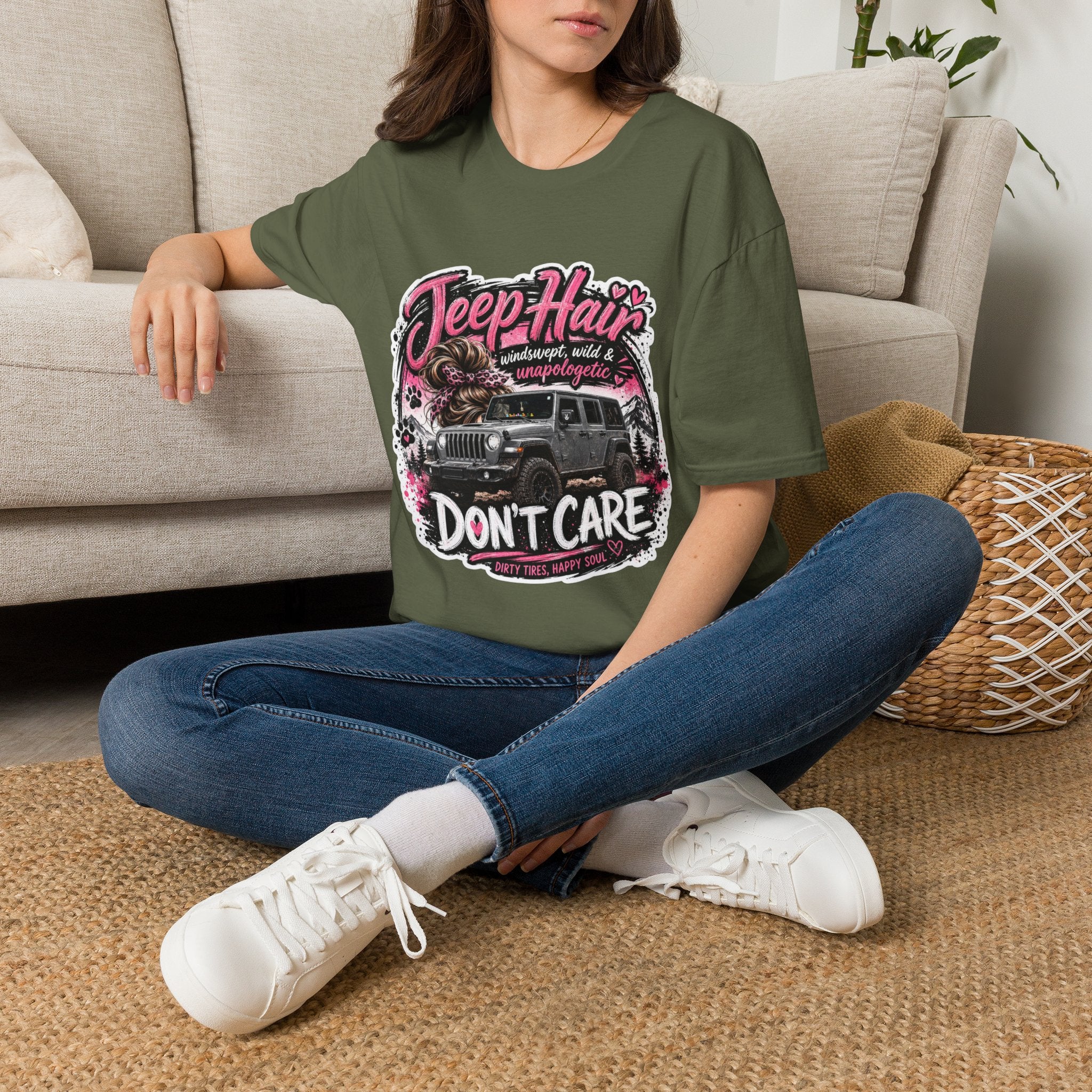Jeep Hair Don't Care (Pink) Unisex Softstyle T-Shirt