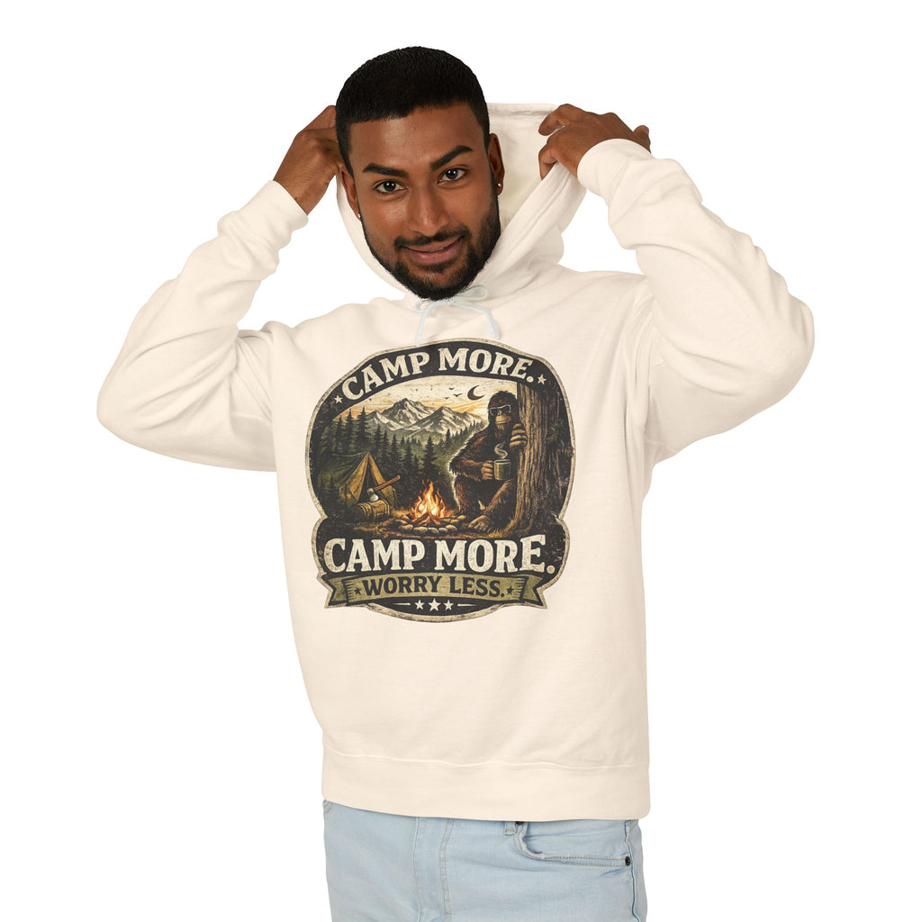 Camp More Worry Less Bigfoot Hooded Sweatshirt