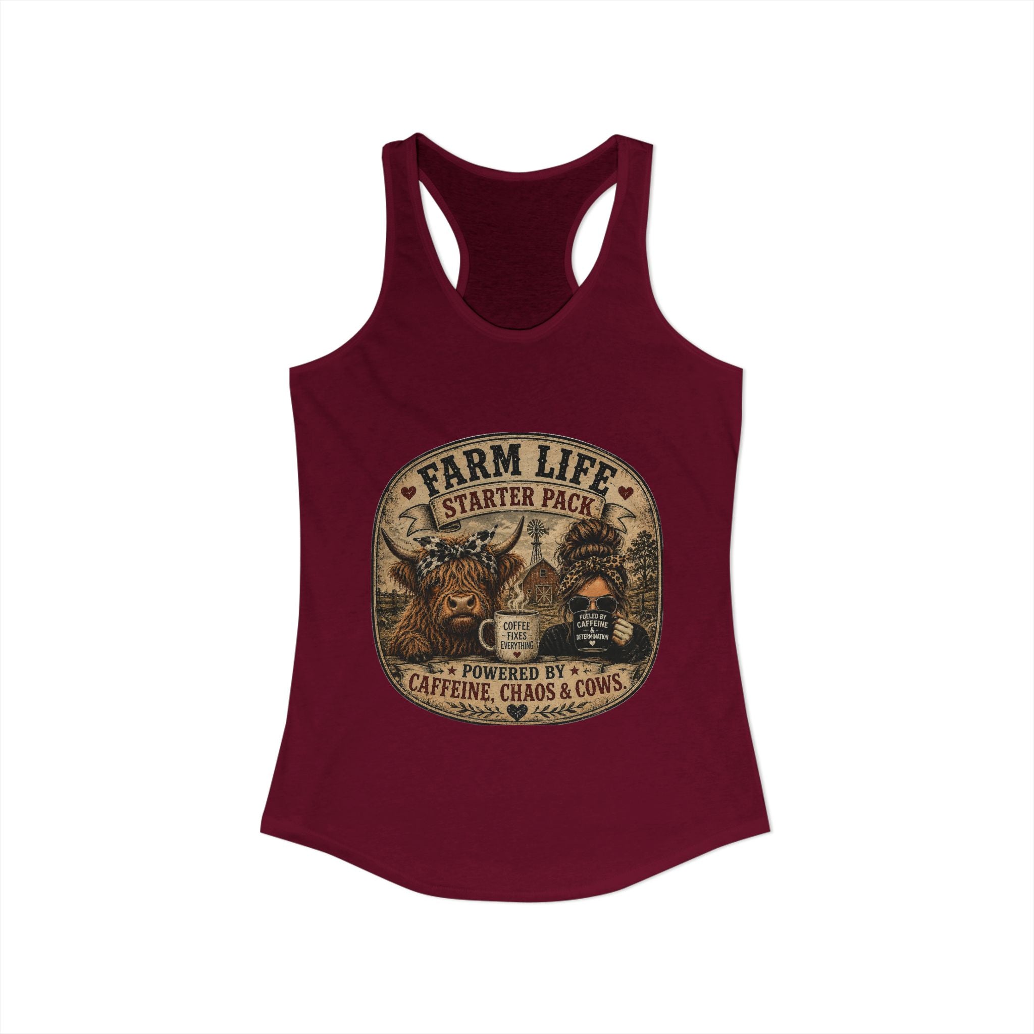 Farm Life Highland Cow Women's Ideal Racerback Tank