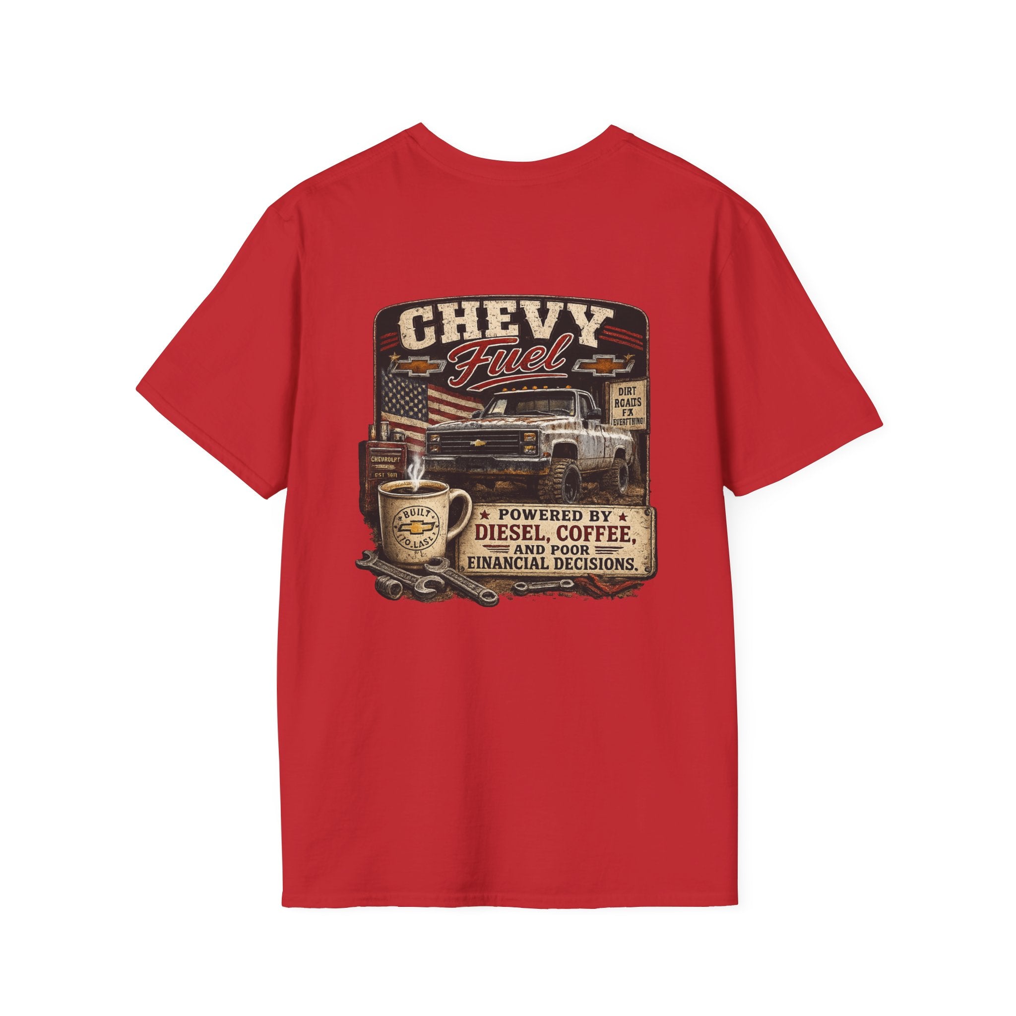 Chevy Fuel - Chevrolet K30 Vintage Badge T-Shirt — Classic Truck Emblem Pocket Tee