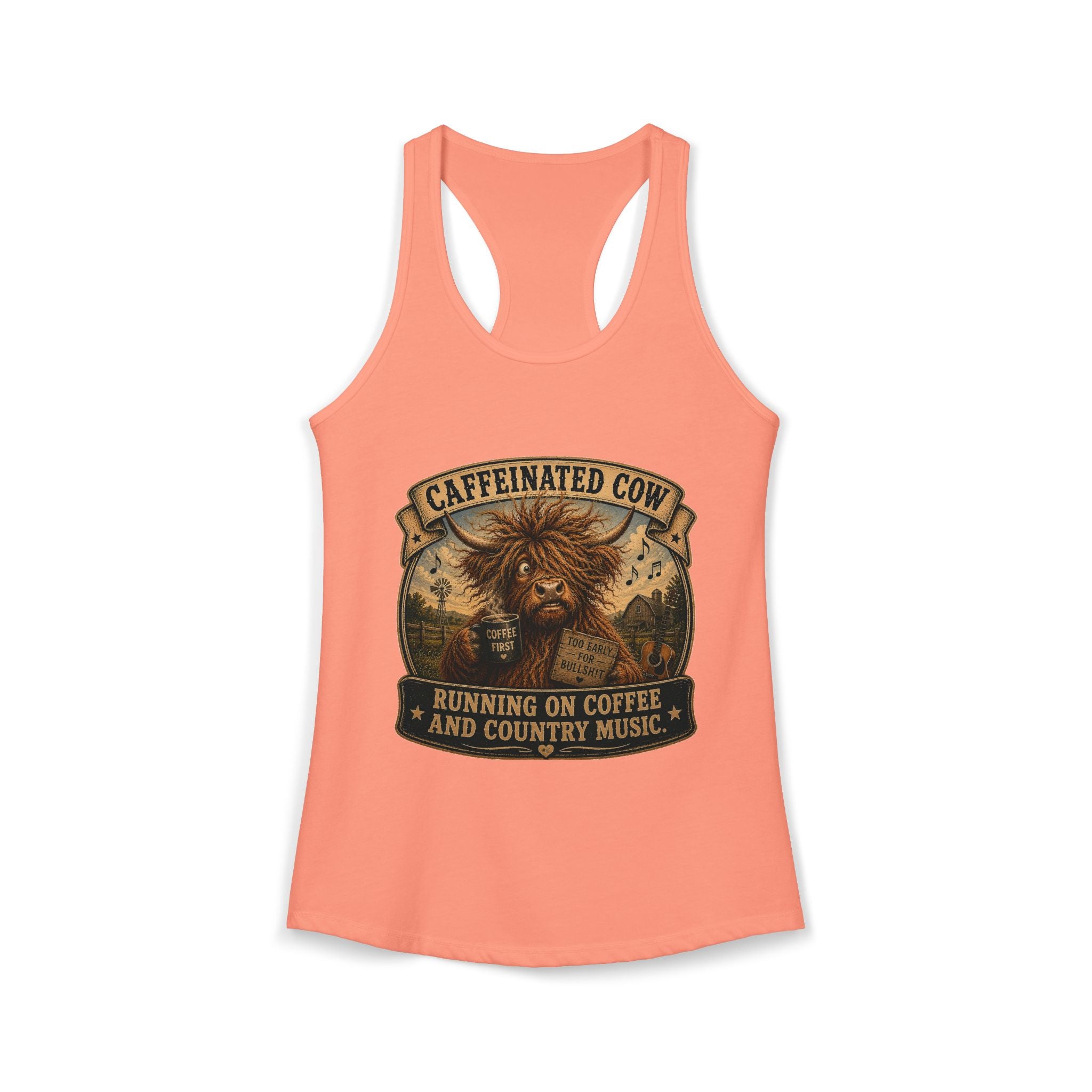 Caffeinated Cow Women's Ideal Racerback Tank