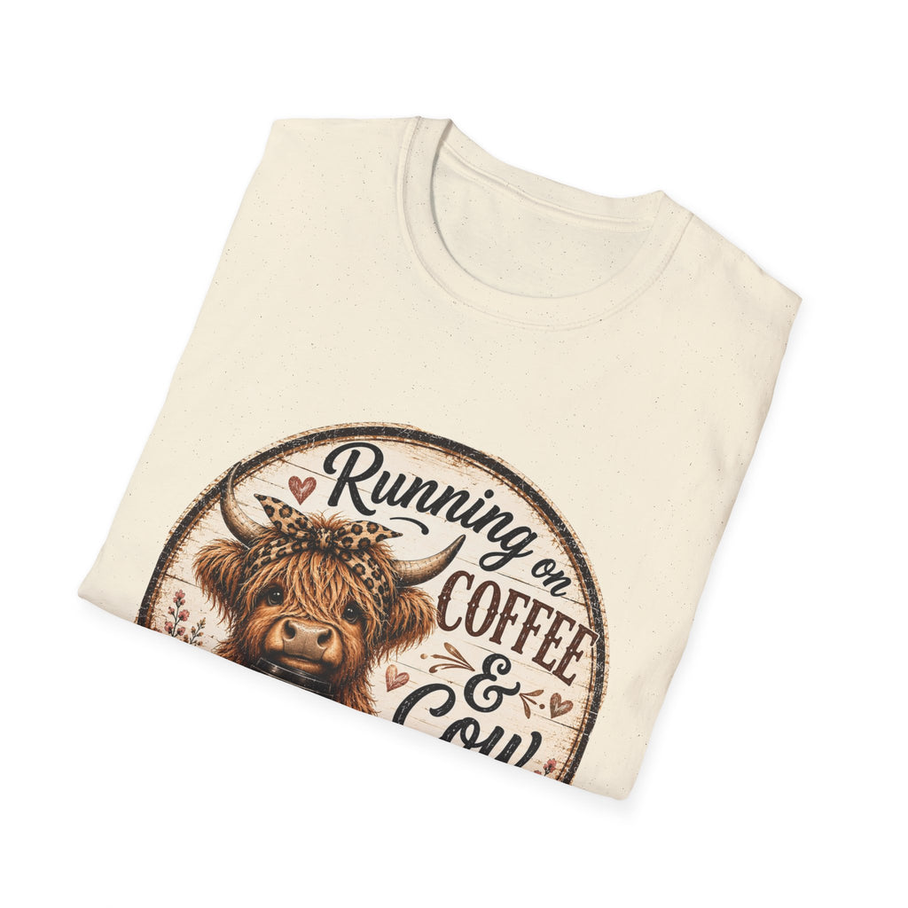 Running on Coffee & Cow Kisses - Unisex Softstyle T-Shirt