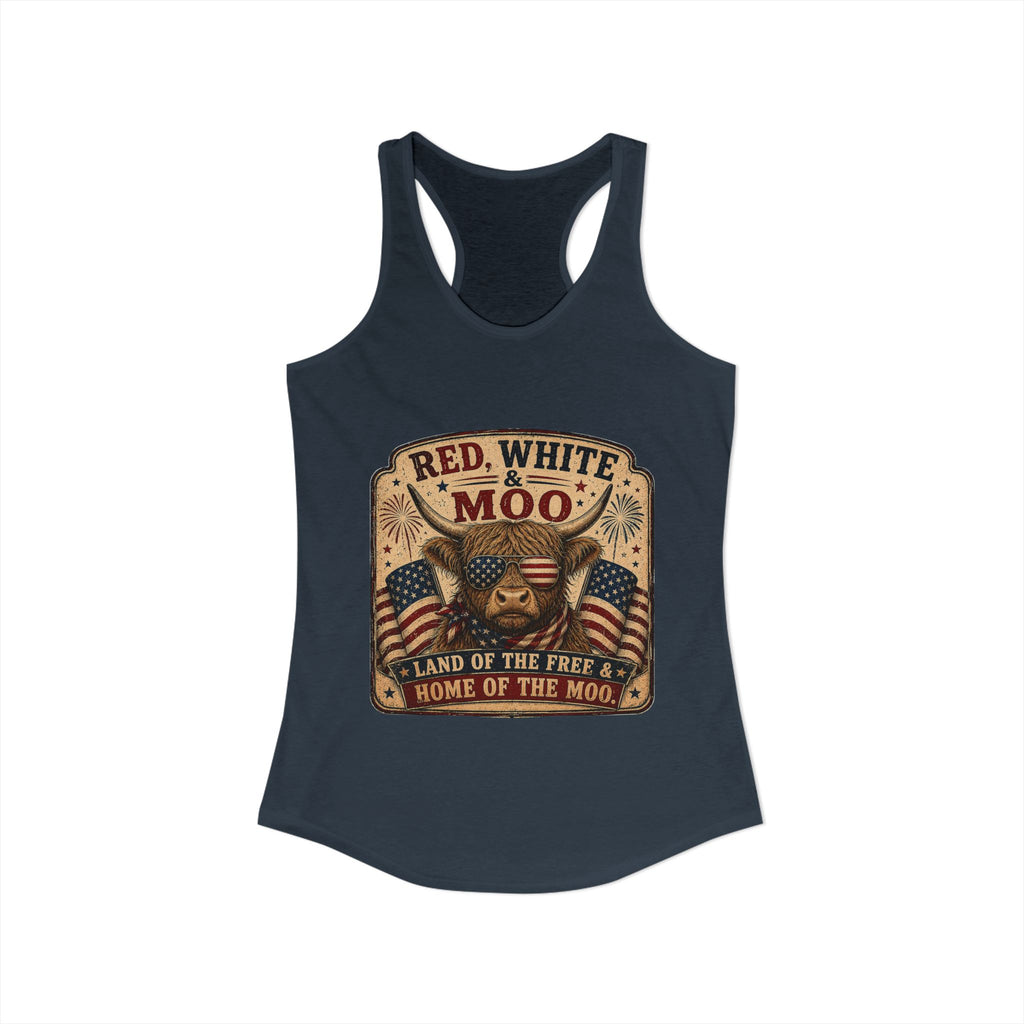 Red, White, & Moo Women's Ideal Racerback Tank