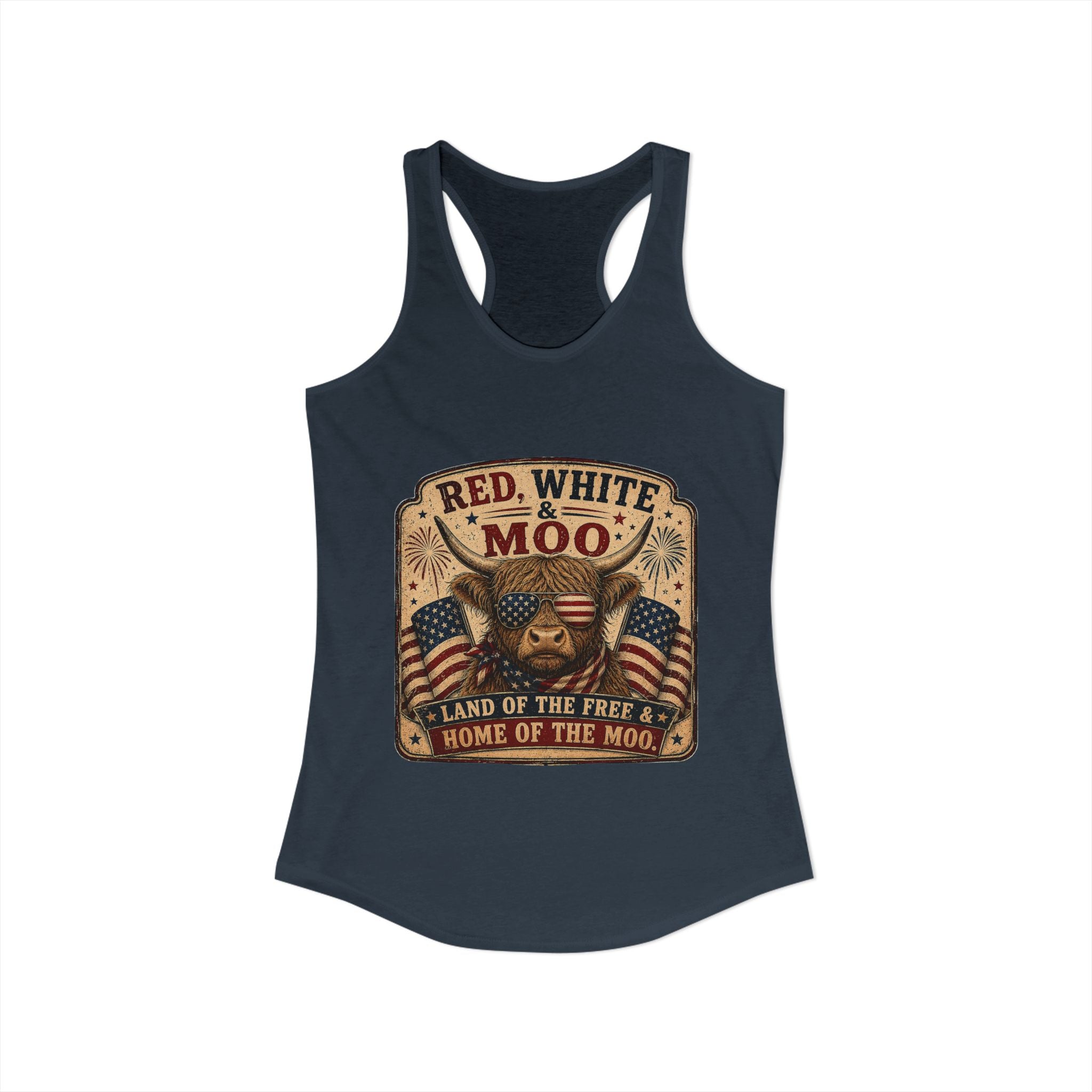 Red, White, & Moo Women's Ideal Racerback Tank