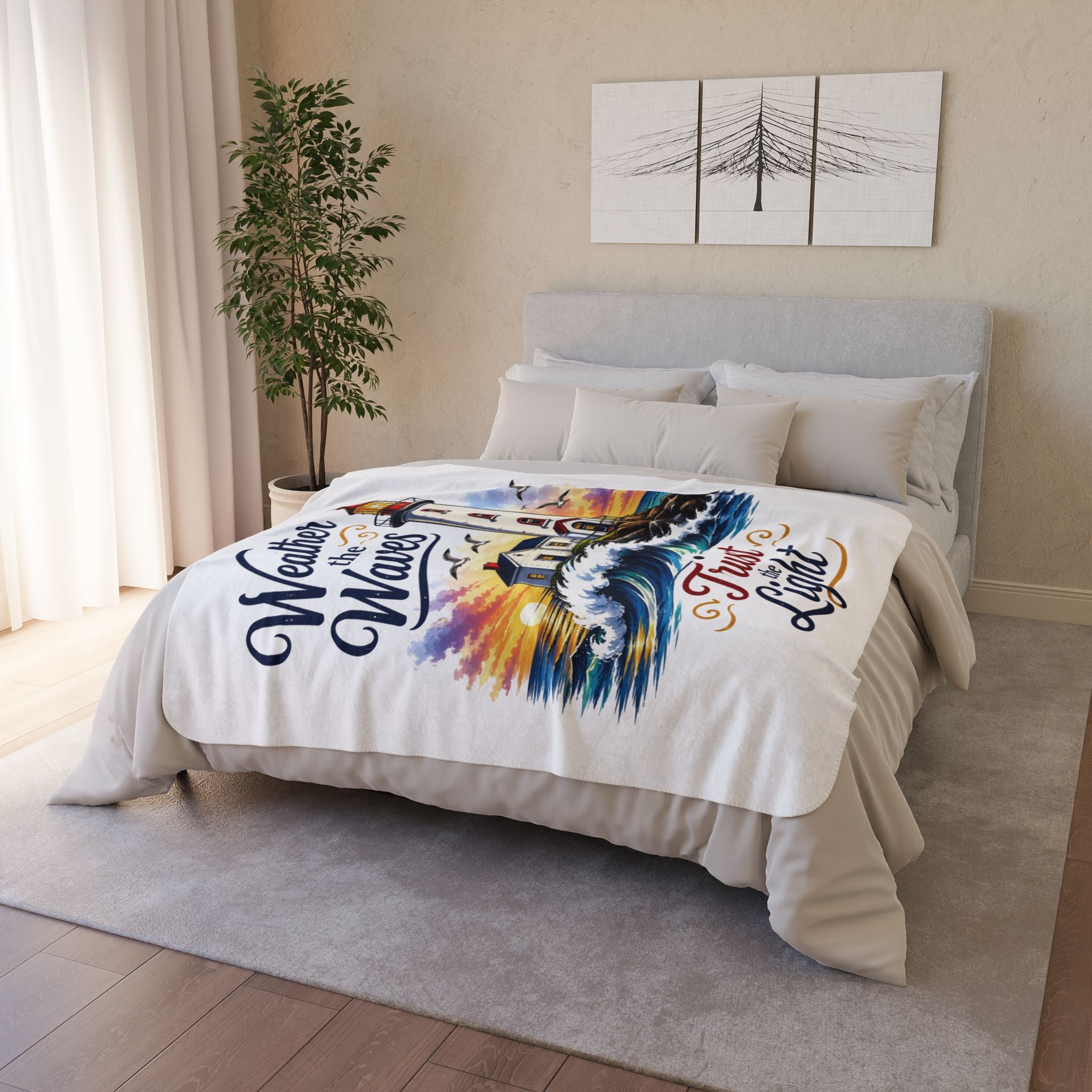 Weather the Wave Trust the Light Fleece Sherpa Blanket