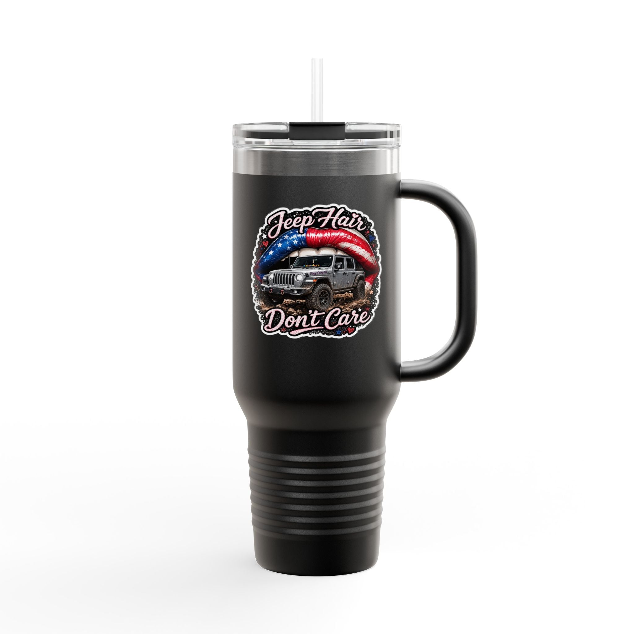 "Jeep Hair Don't Care" Patriotic Off‑Road Design — 40oz Insulated Travel Mug