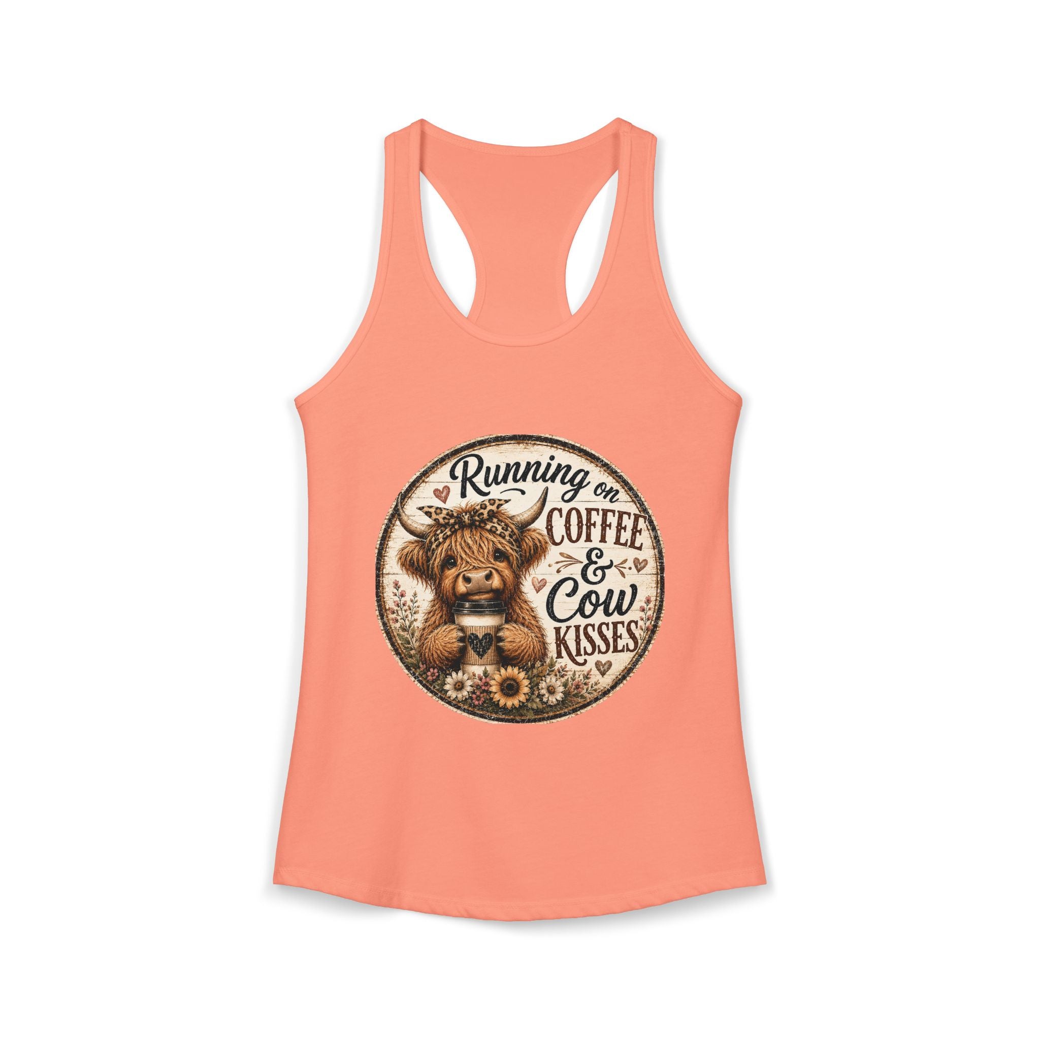Running on Coffee & Cow Kisses Women's Ideal Racerback Tank