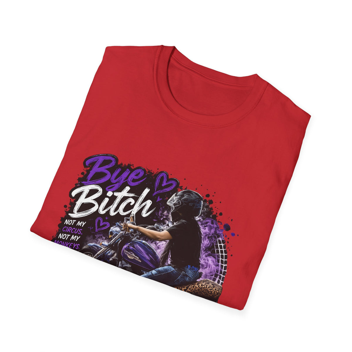 "Bue Bitch" Purple Motorcycle Design – Biker Babe Graphic T‑Shirt