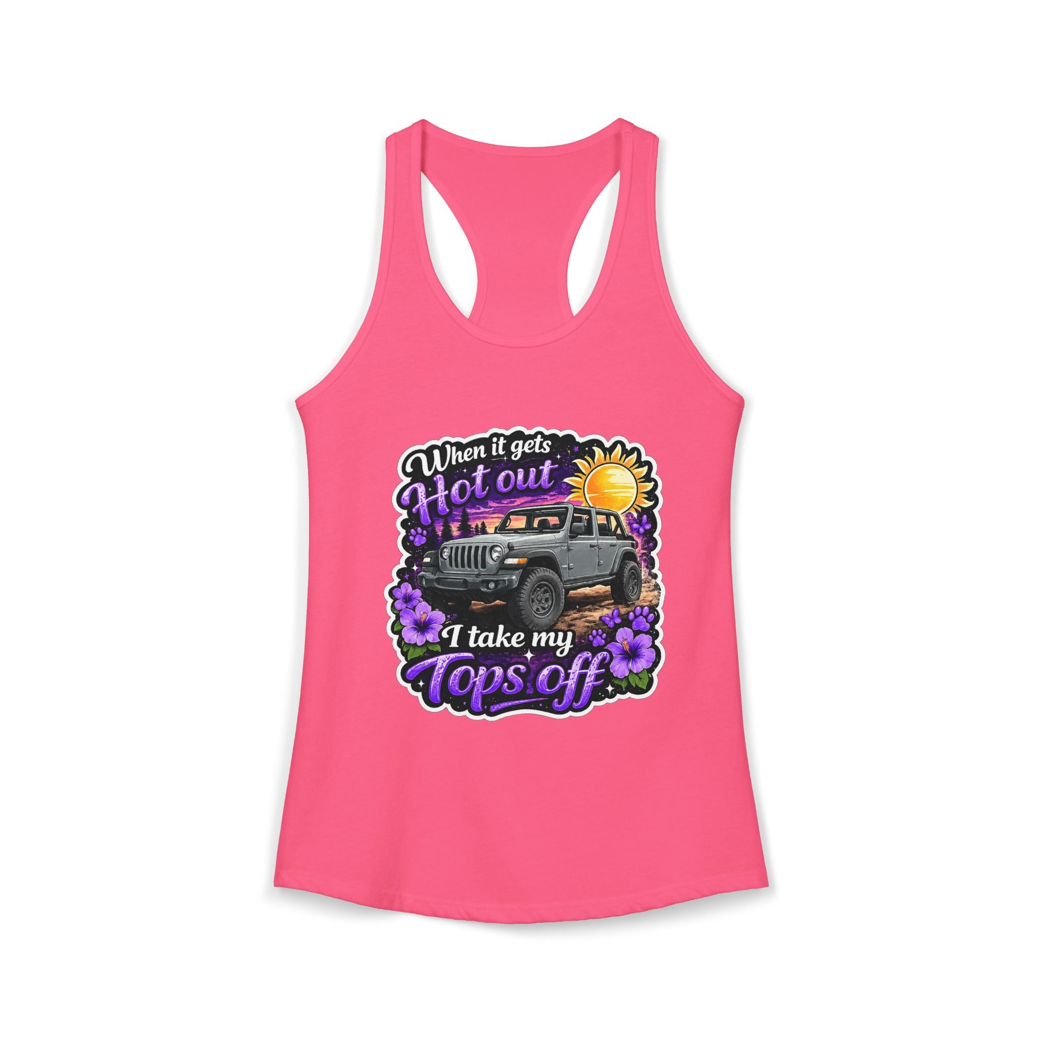 When It Gets Hot I Take My Tops Off (Purple) Women's Ideal Racerback Tank