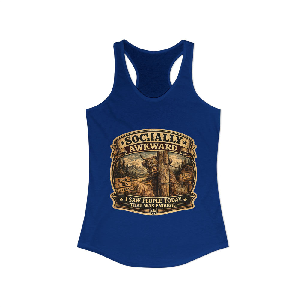 Socially Awkward Highland Cow Women's Ideal Racerback Tank