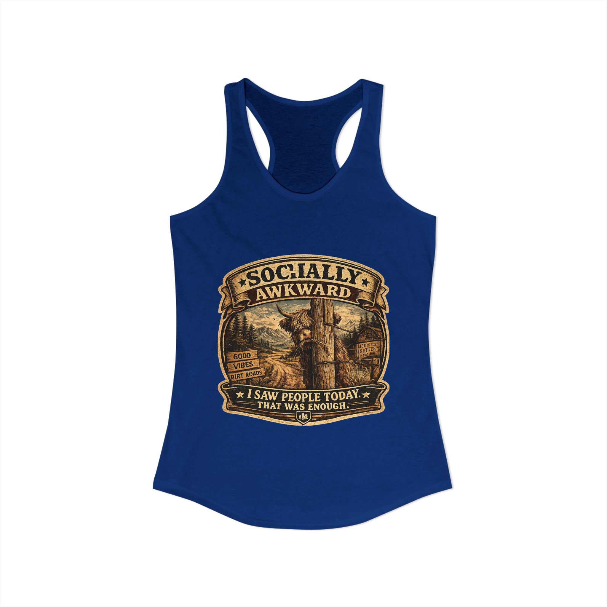 Socially Awkward Highland Cow Women's Ideal Racerback Tank