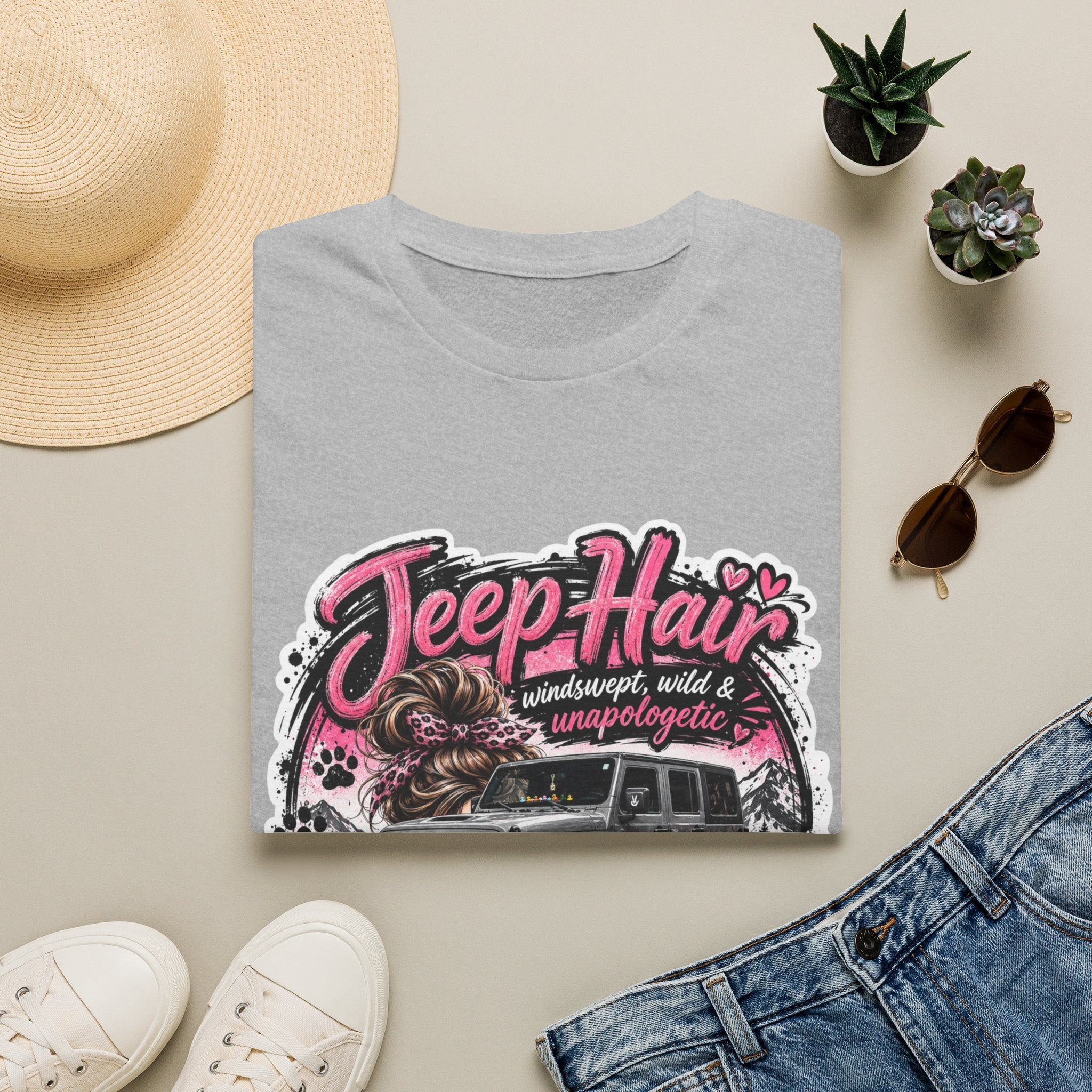 Jeep Hair Don't Care (Pink) Unisex Softstyle T-Shirt