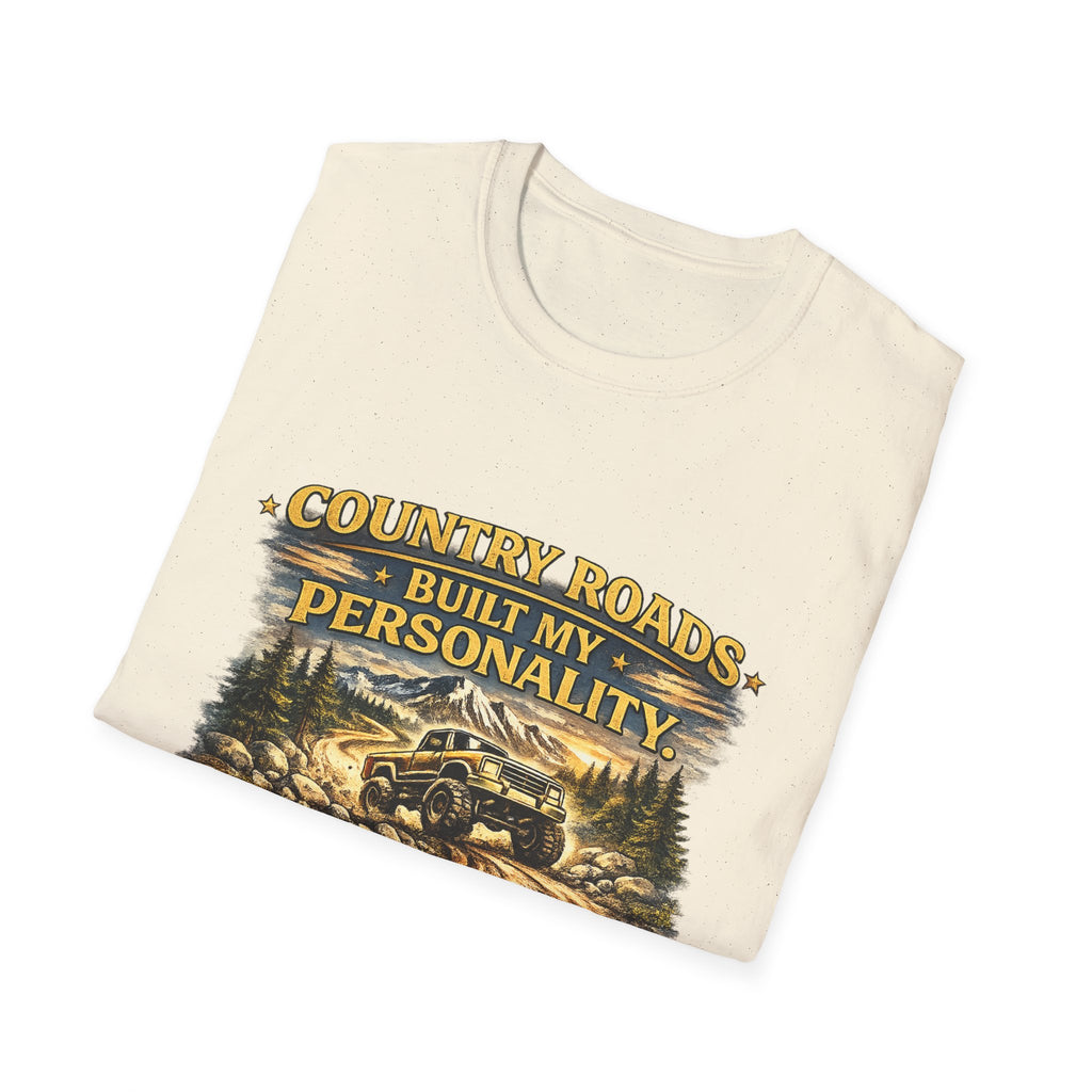 "Country Roads Built My Personality" Vintage Mountain Truck Tee — T-Shirt