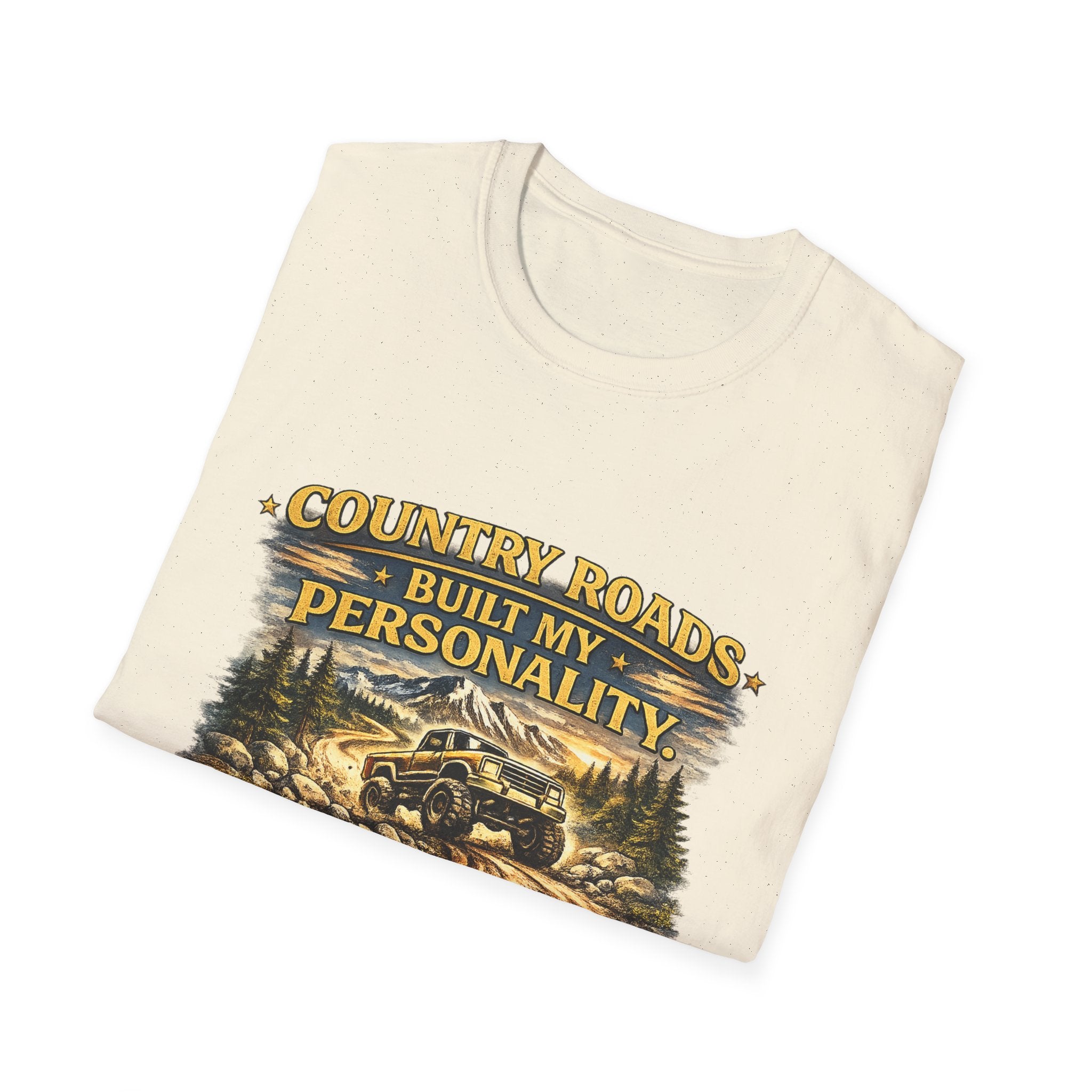 "Country Roads Built My Personality" Vintage Mountain Truck Tee — T-Shirt