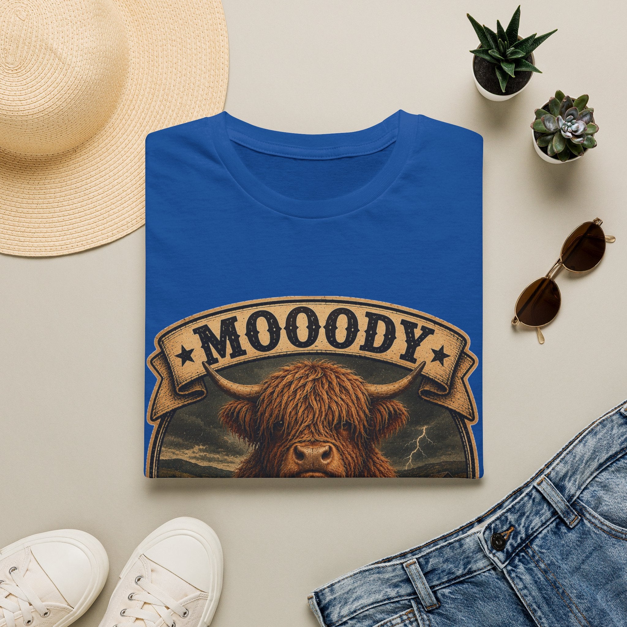 Moody Today's Forecast Highland Cow Unisex Softstyle T-Shirt