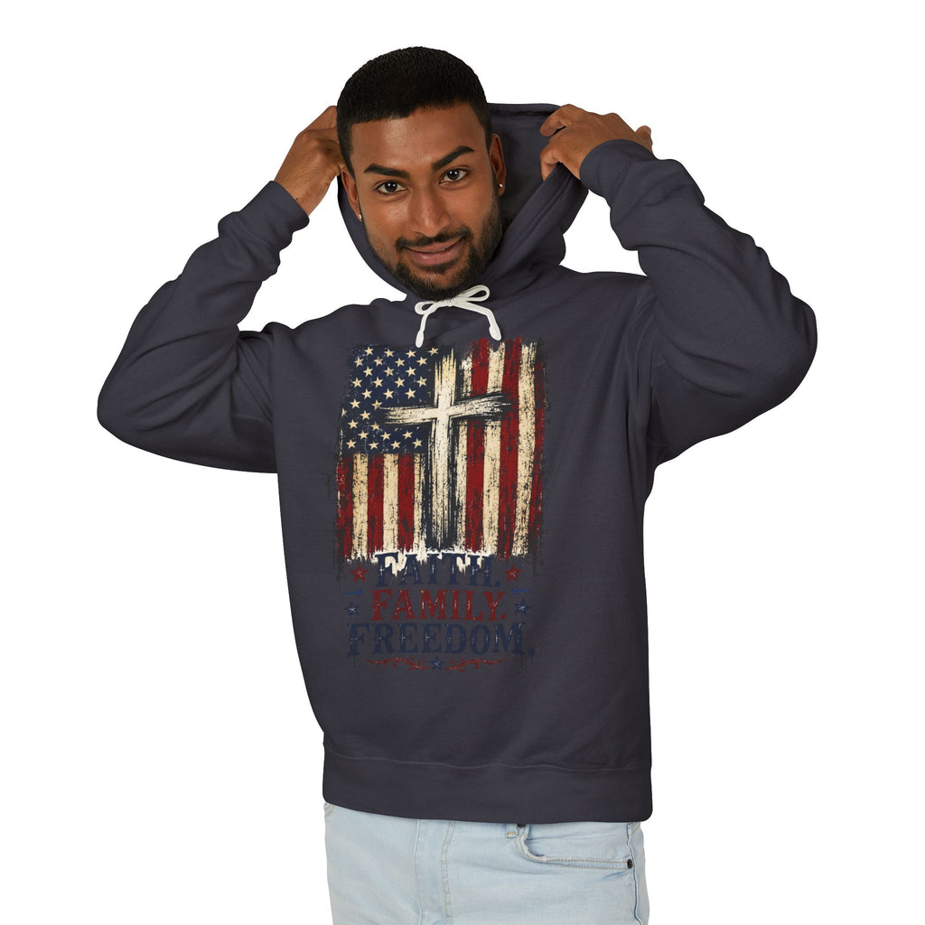 4th of July Lightweight Hooded Sweatshirt — Patriotic Independence Day Pullover