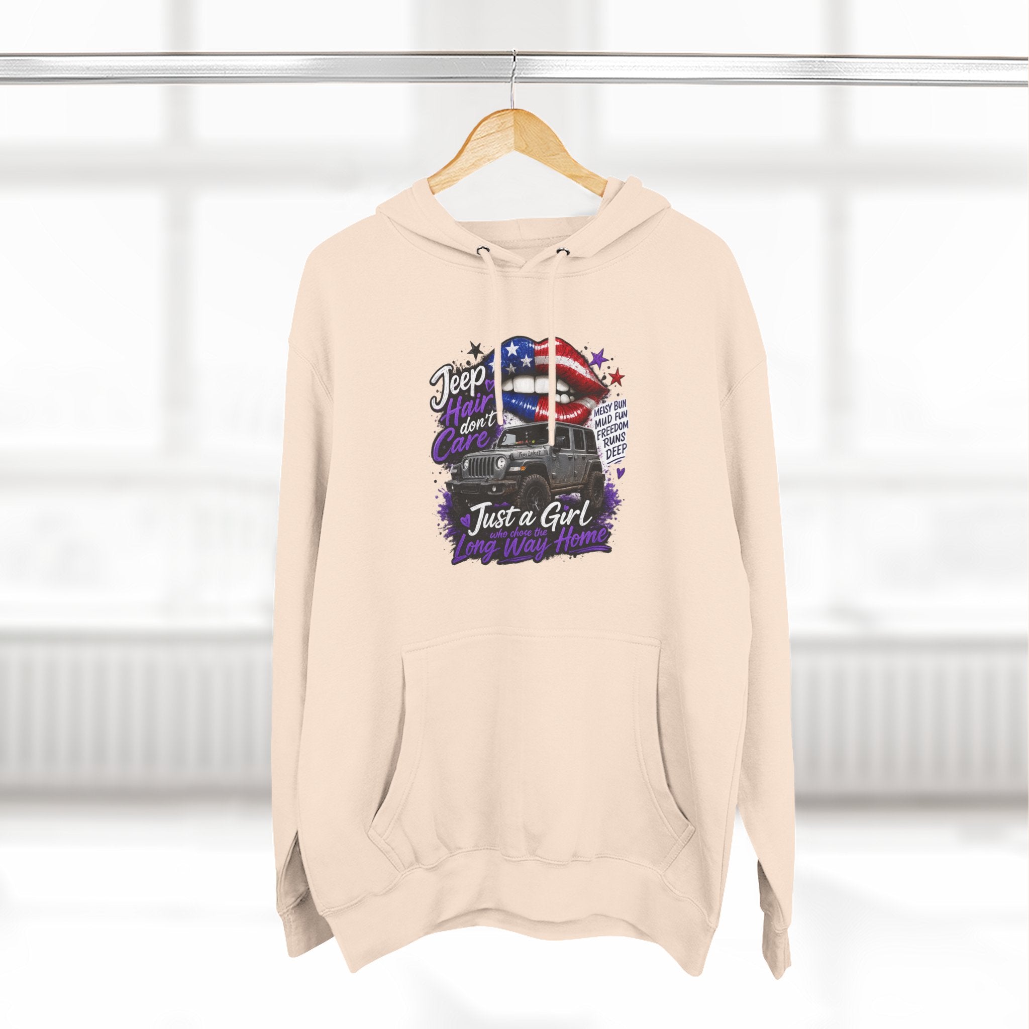 Patriotic 'Jeep Ain't Just a Girl Thing' – Graphic Fleece Pullover Jeep Driver Hoodie