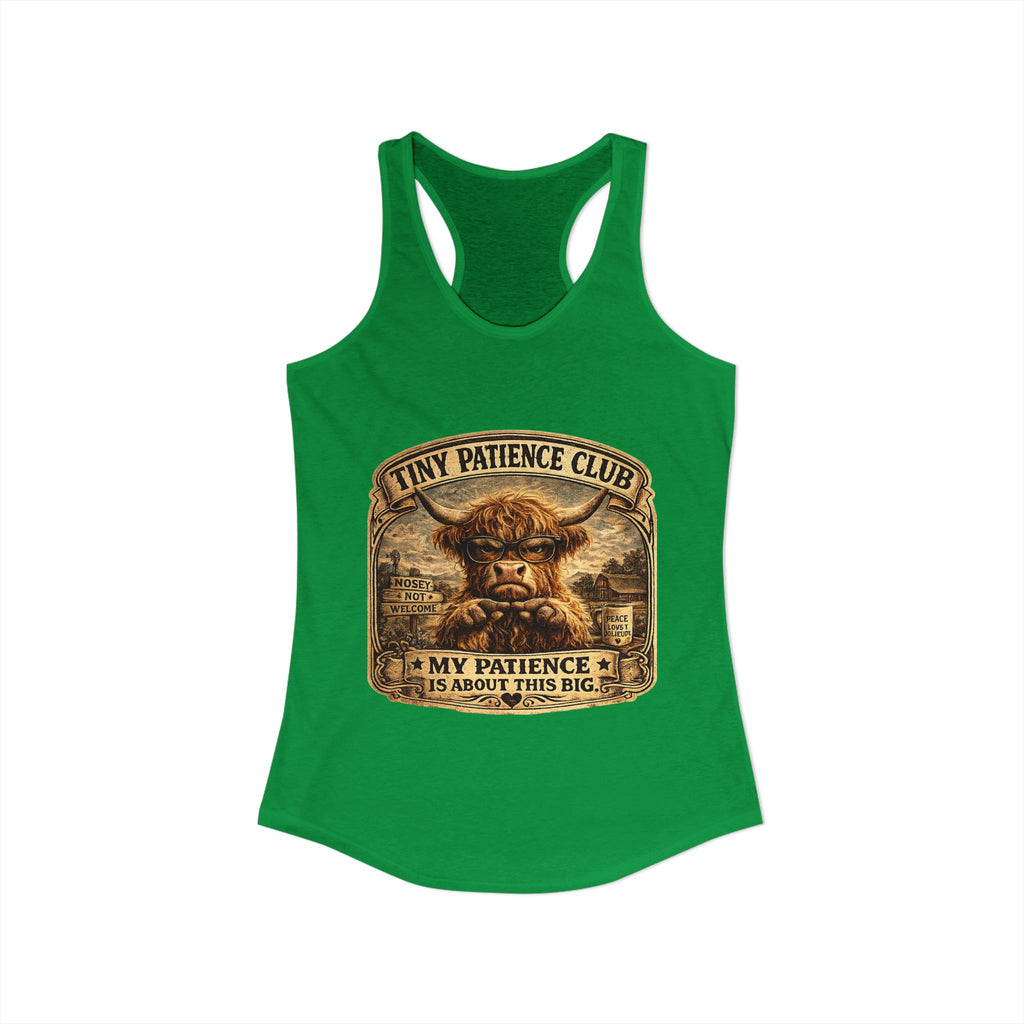 Tiny Patience Highland Cow Women's Ideal Racerback Tank