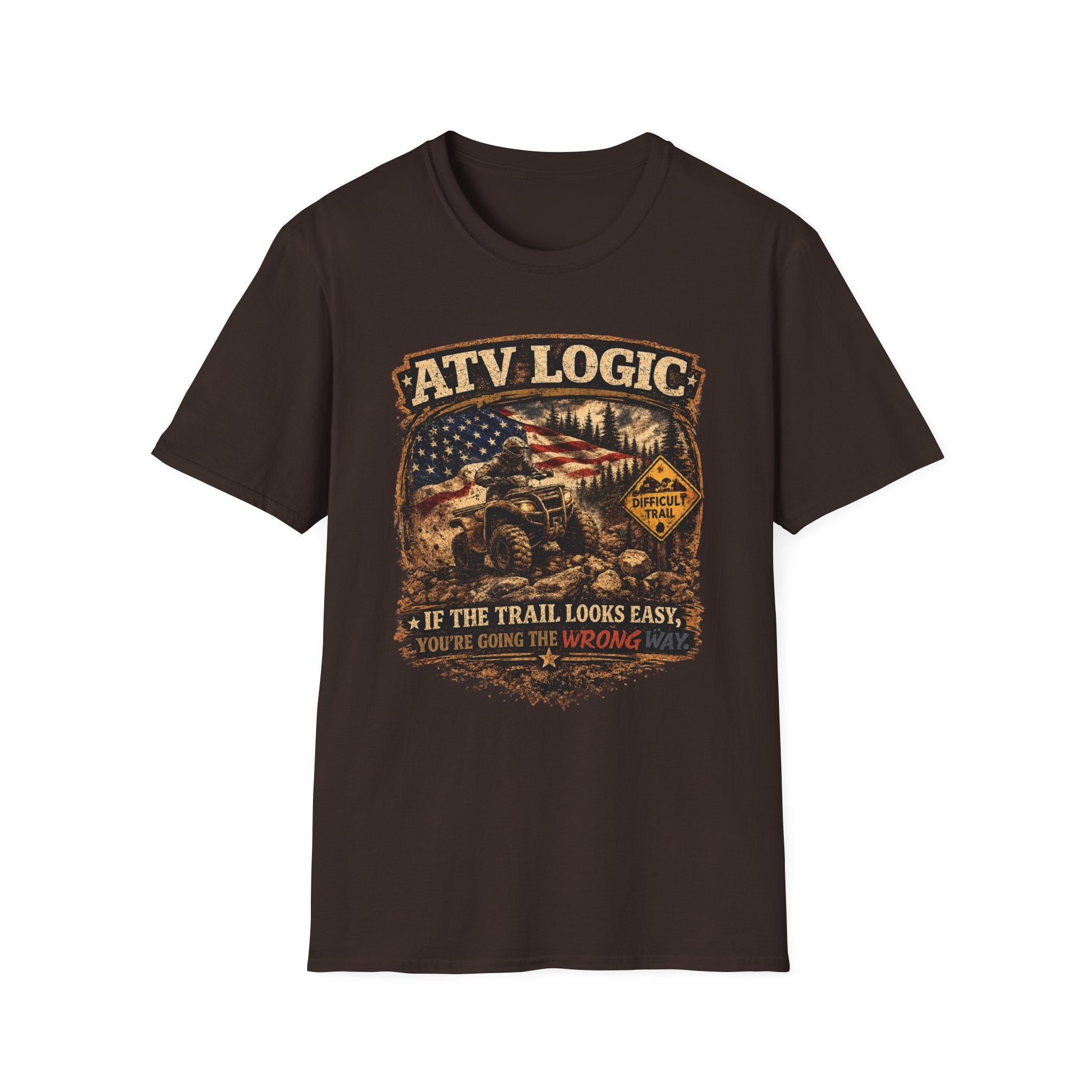 ATV Logic T‑Shirt — American Flag Off‑Road ATV Graphic Tee