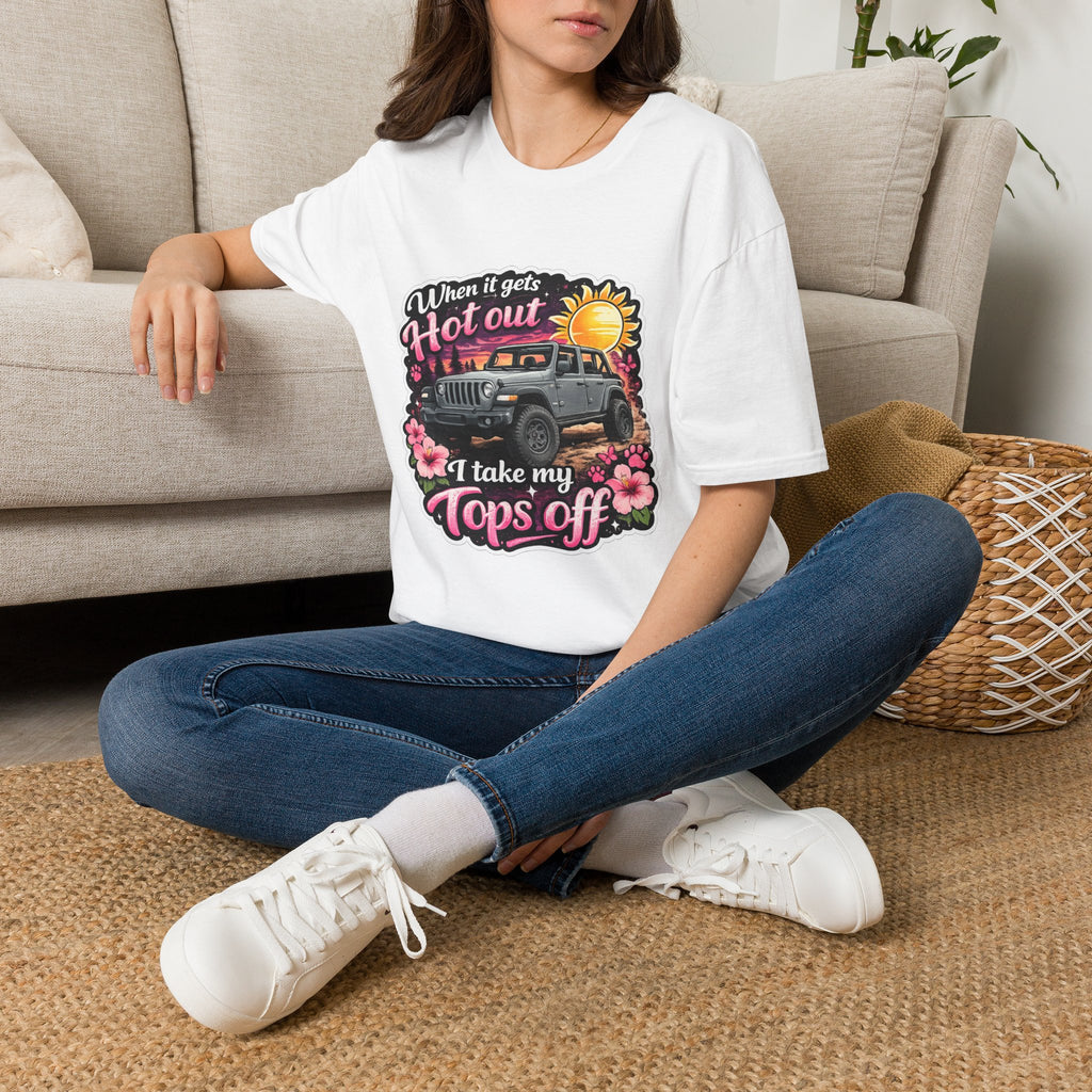 When It Gets Hot Out Jeep (Pink) Unisex Softstyle T-Shirt