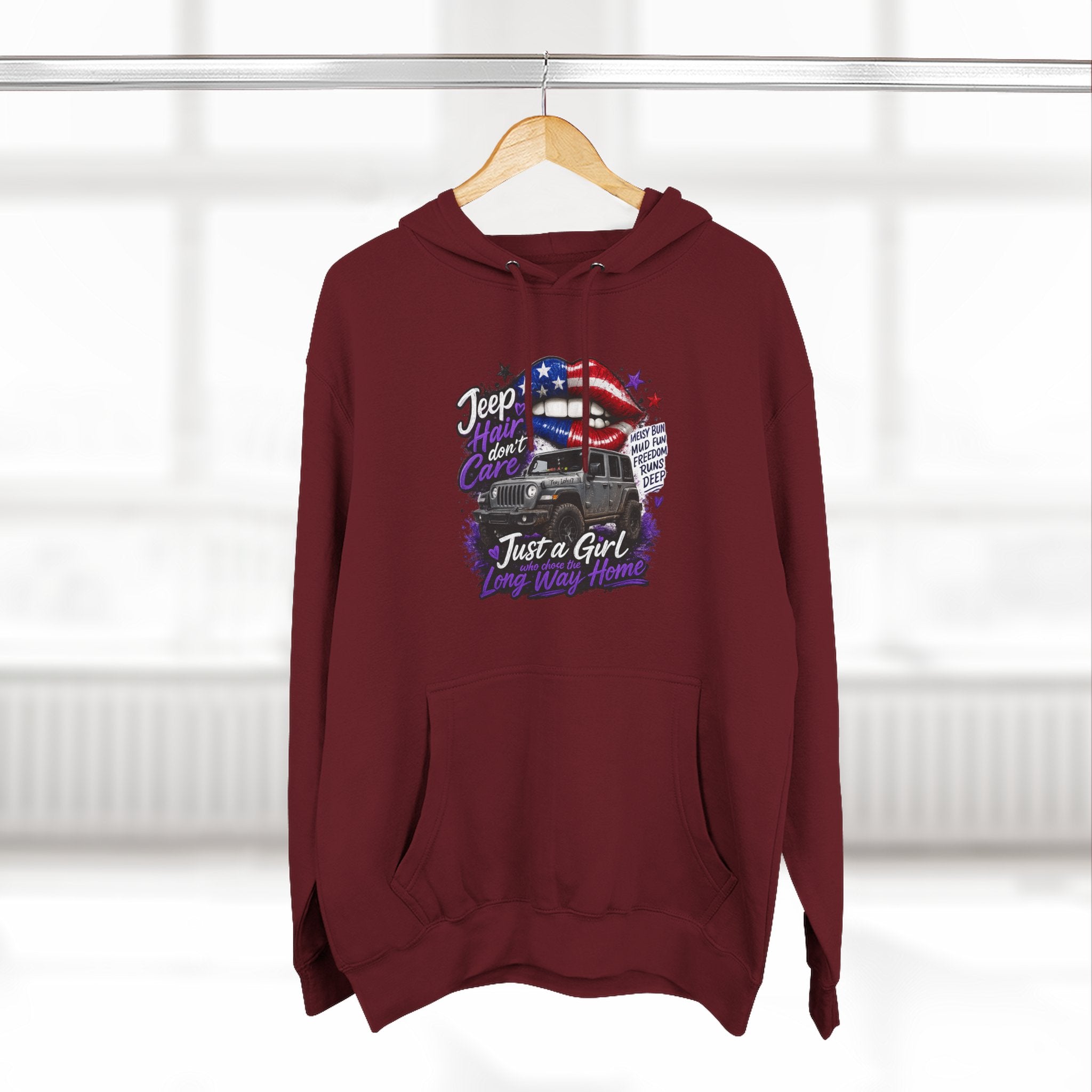 Patriotic 'Jeep Ain't Just a Girl Thing' – Graphic Fleece Pullover Jeep Driver Hoodie
