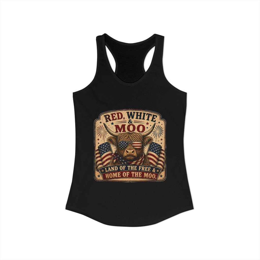 Red, White, & Moo Women's Ideal Racerback Tank