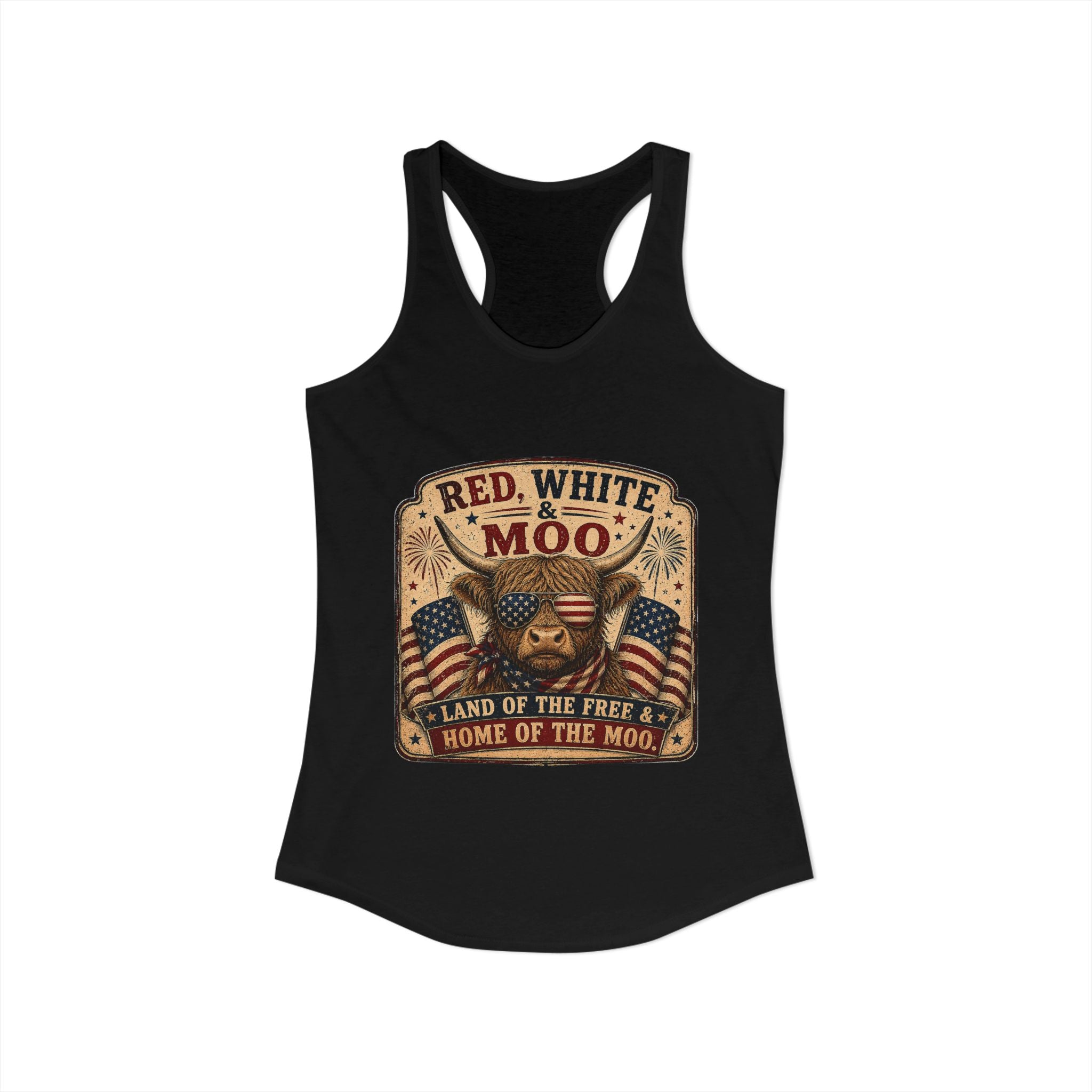 Red, White, & Moo Women's Ideal Racerback Tank
