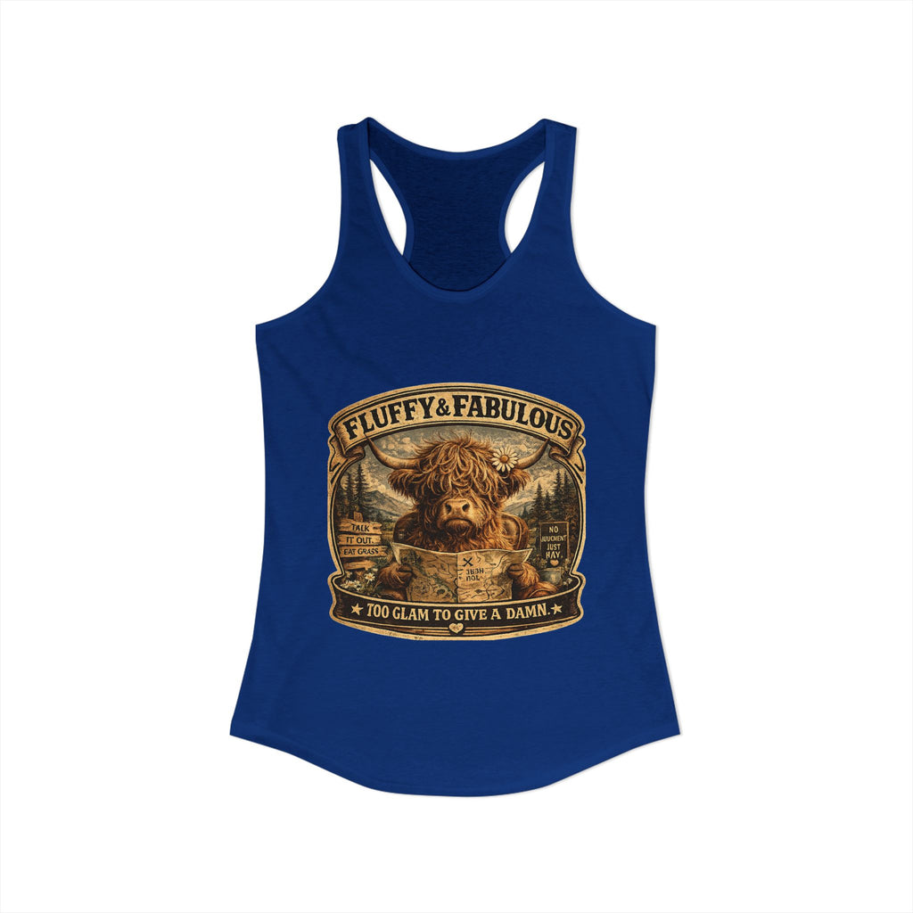 Fluffy & Fabulous Highland Cow Women's Ideal Racerback Tank