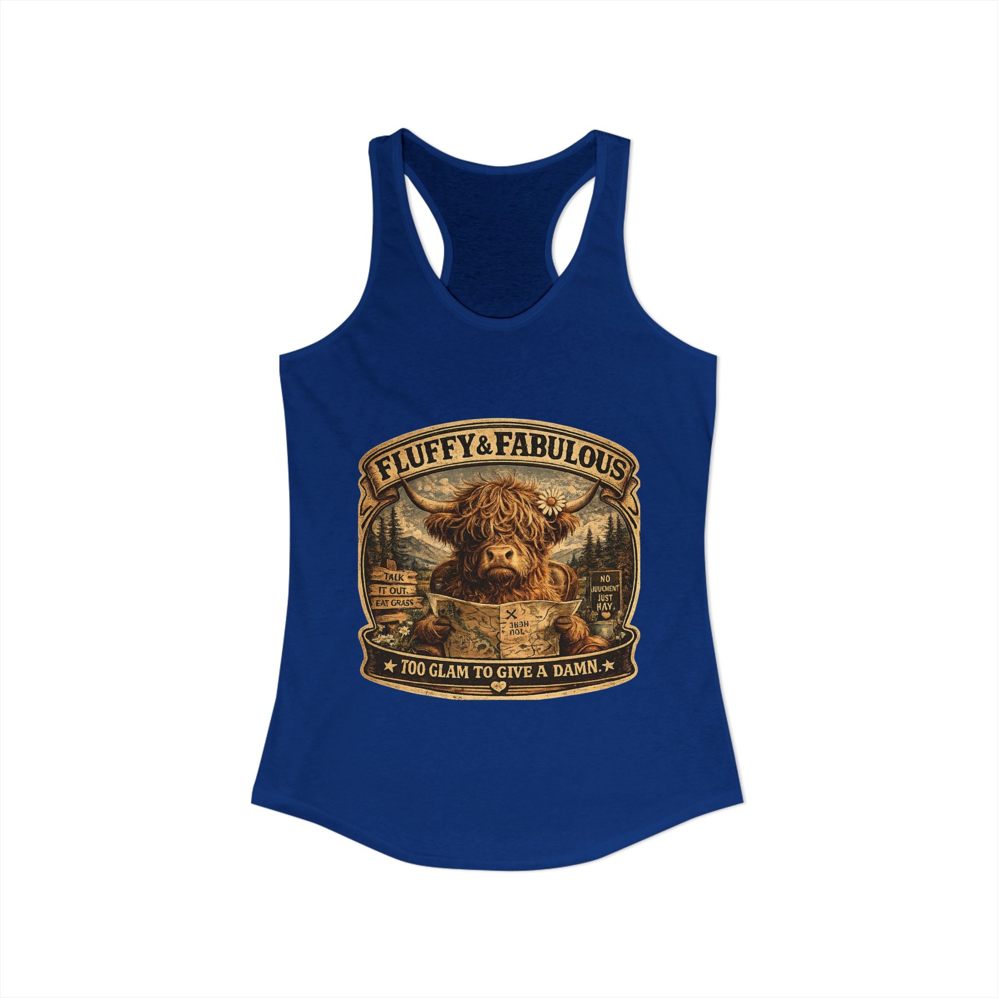 Fluffy & Fabulous Highland Cow Women's Ideal Racerback Tank