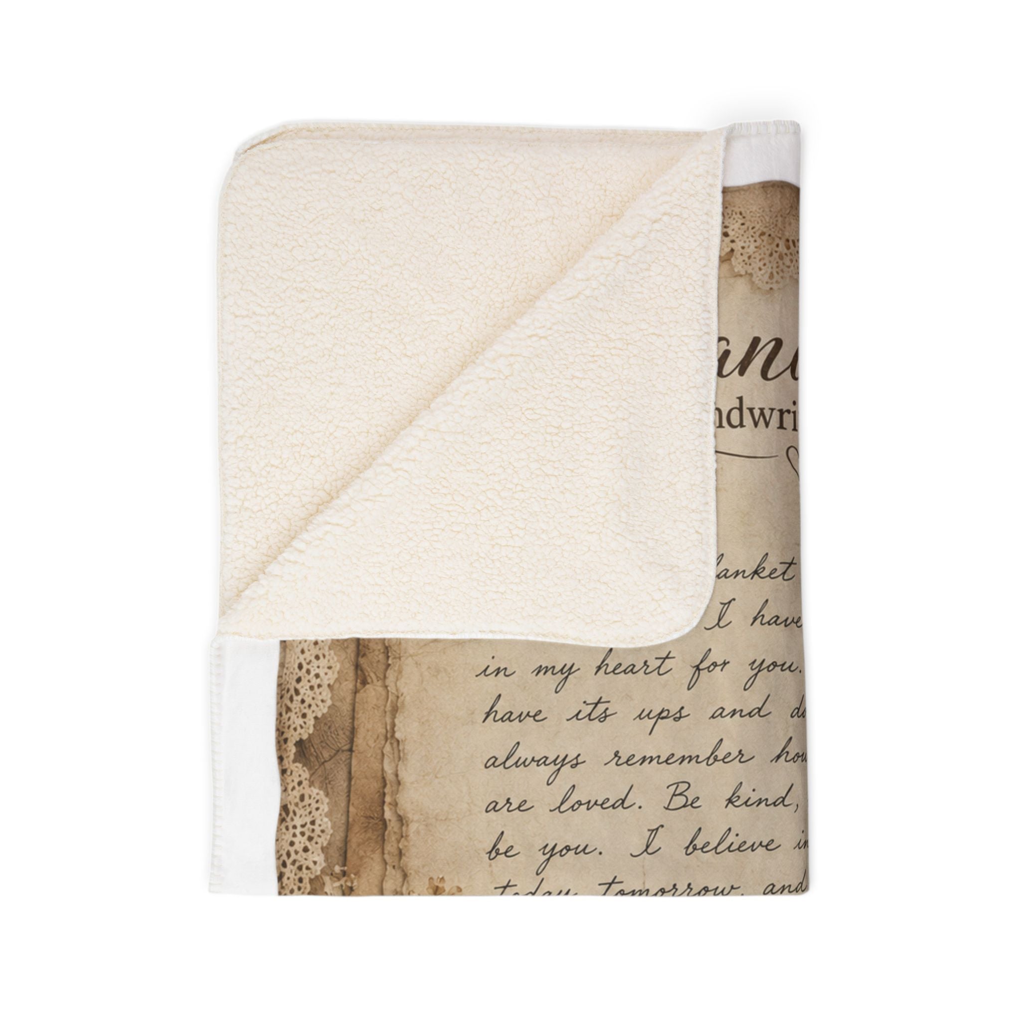 Grandma’s Handwritten Letter Fleece Sherpa Blanket — Vintage Floral Keepsake