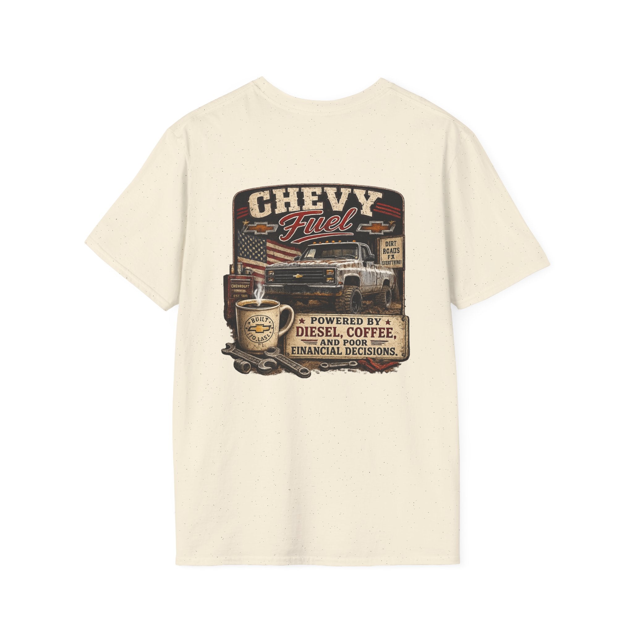 Chevy Fuel - Chevrolet K30 Vintage Badge T-Shirt — Classic Truck Emblem Pocket Tee