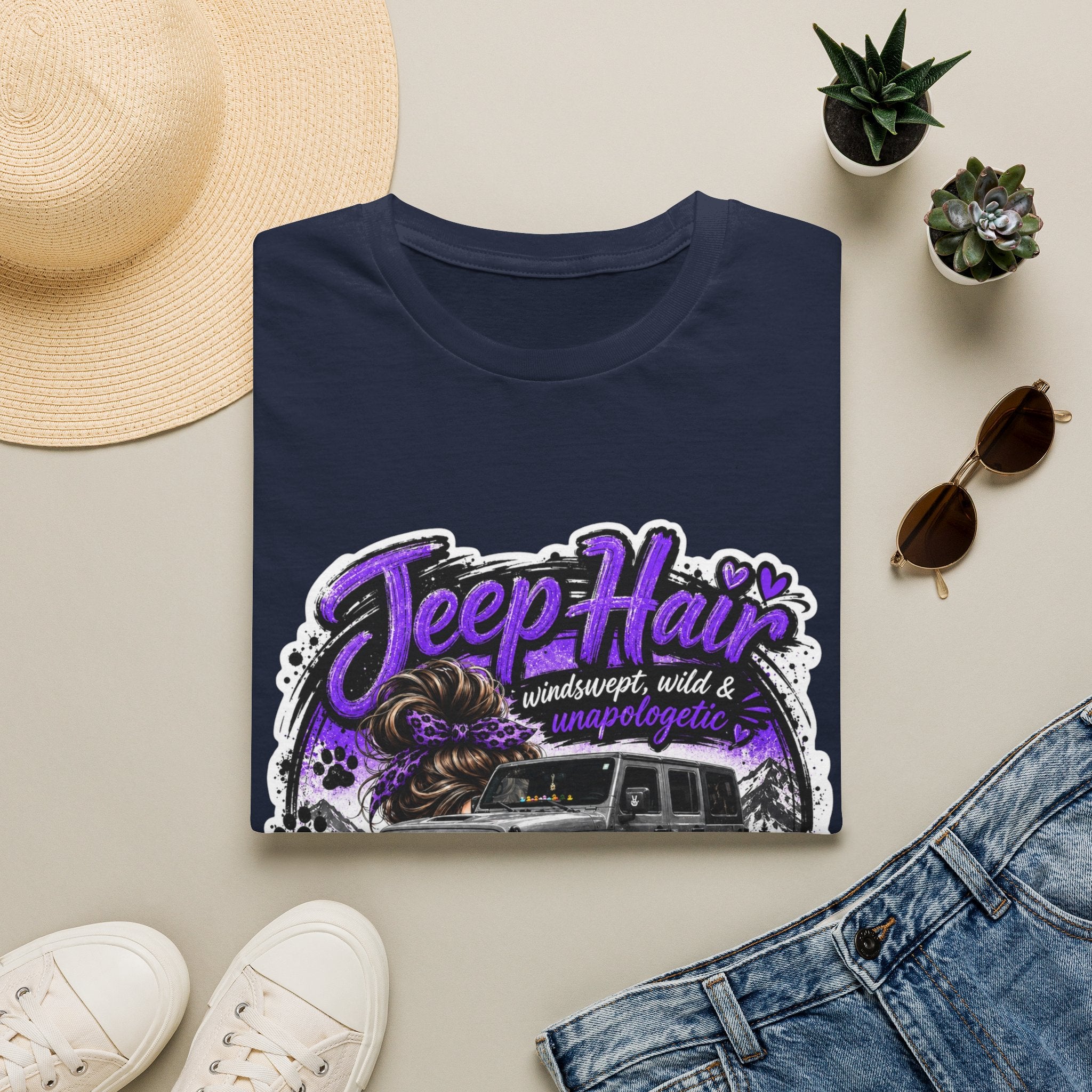Jeep Hair Don't Care (Purple) Unisex Softstyle T-Shirt