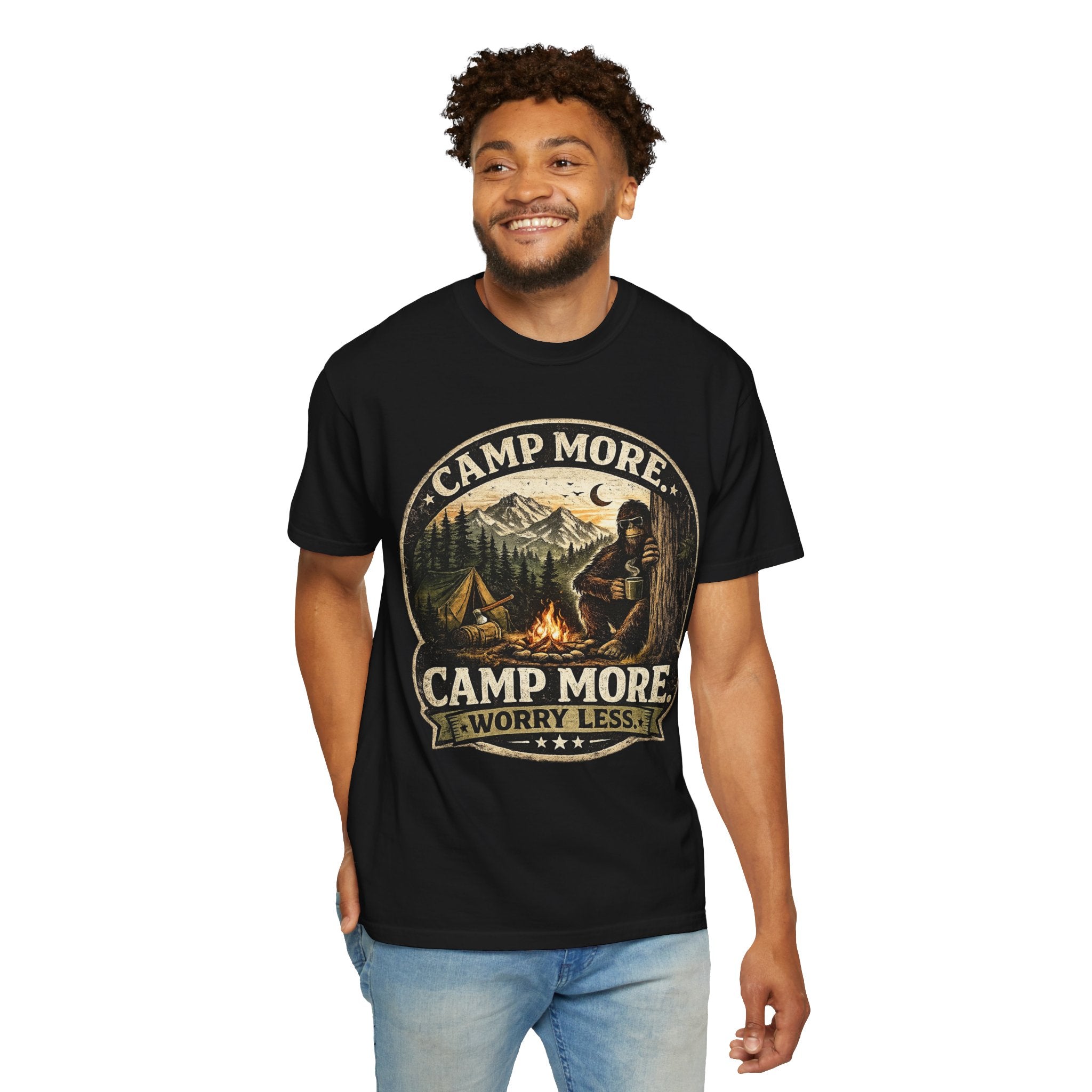 Camp More Worry Less Bigfoot T-shirt